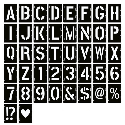 YEAJON 3 Inch Letter Stencils Symbol Numbers Craft Stencils, 42 Pcs Reusable Alphabet Templates Interlocking Stencil Kit for Painting on Wood, Wall, Fabric, Rock, Chalkboard, Sign, DIY Art Projects