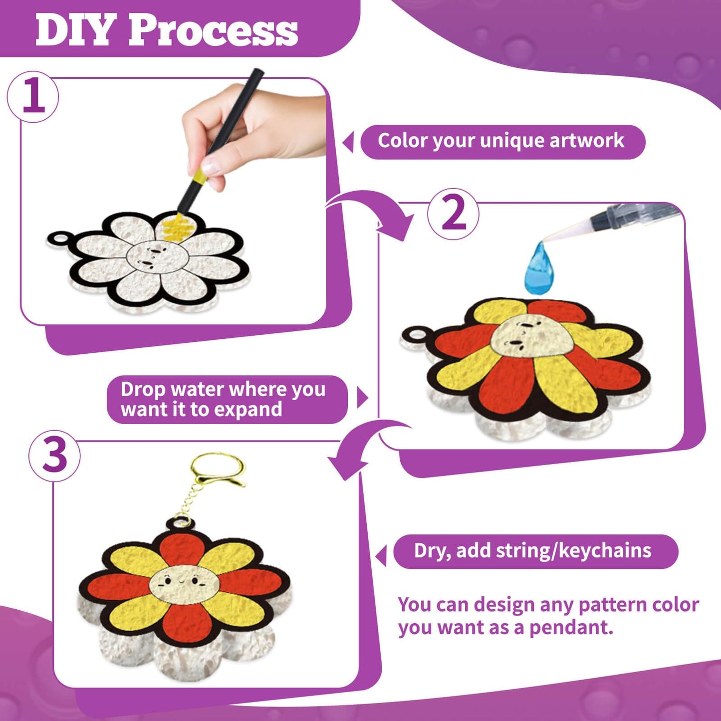 Dolanus Arts and Crafts Kits -3D Art Puffs Sponge Magic Painting, Birthday Gift for 4 5 6 7 8 9 Year Old Girl, Toys for Girls Ages 4-10, DIY Color & Inflate Activity, Travel & Creative Gifts