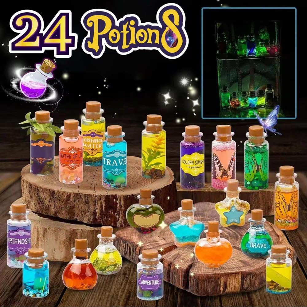 Zydane Fairy Potion Making Kit for Kids - Birthday Gifts for Girls Ages 6 7 8 9 10 Ideas for Girls 8-10 - Arts and Crafts Toys for Kids 6-8 - 24 Bottle Magical Workshop Craft Set