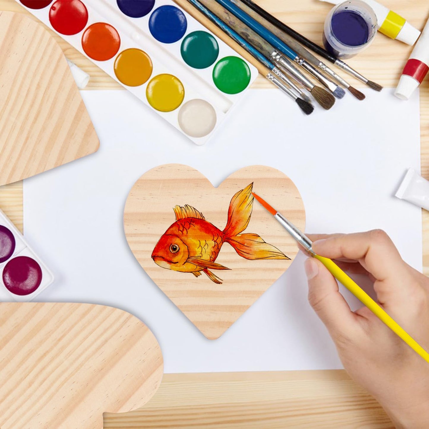 36 PCS 4 Inch Unfinished Wood Coasters, Premium Heart Wooden Plaques for DIY Crafts, Drawing, Painting, Wood Engraving, Wood Burning, Laser Scroll Sawing and Home Decoration