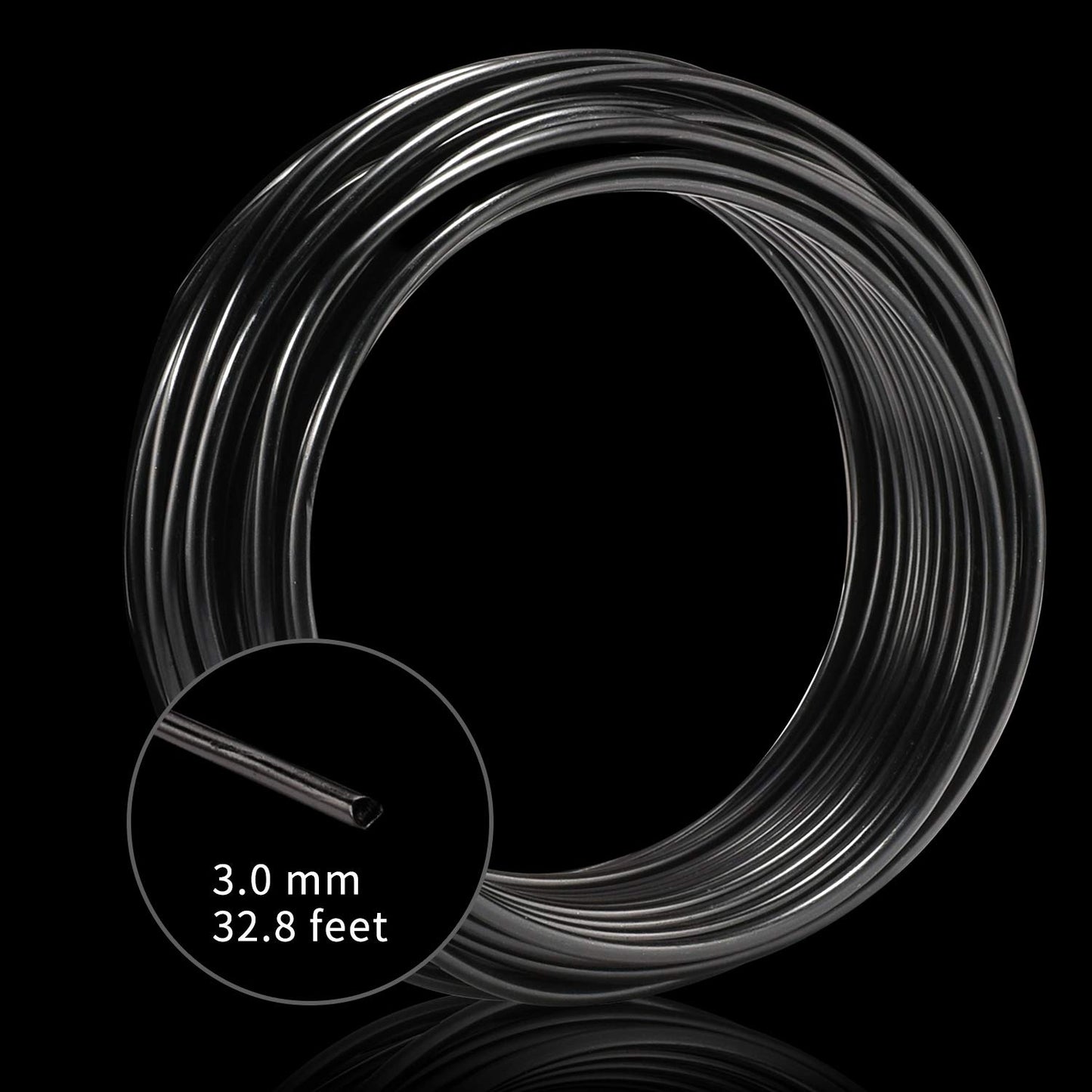 KSVZS Aluminum Wire Black 9 Gauge 3.0 mm 32.8 Ft(10 M) Anodized Bendable Metal Craft Wire for DIY Floral