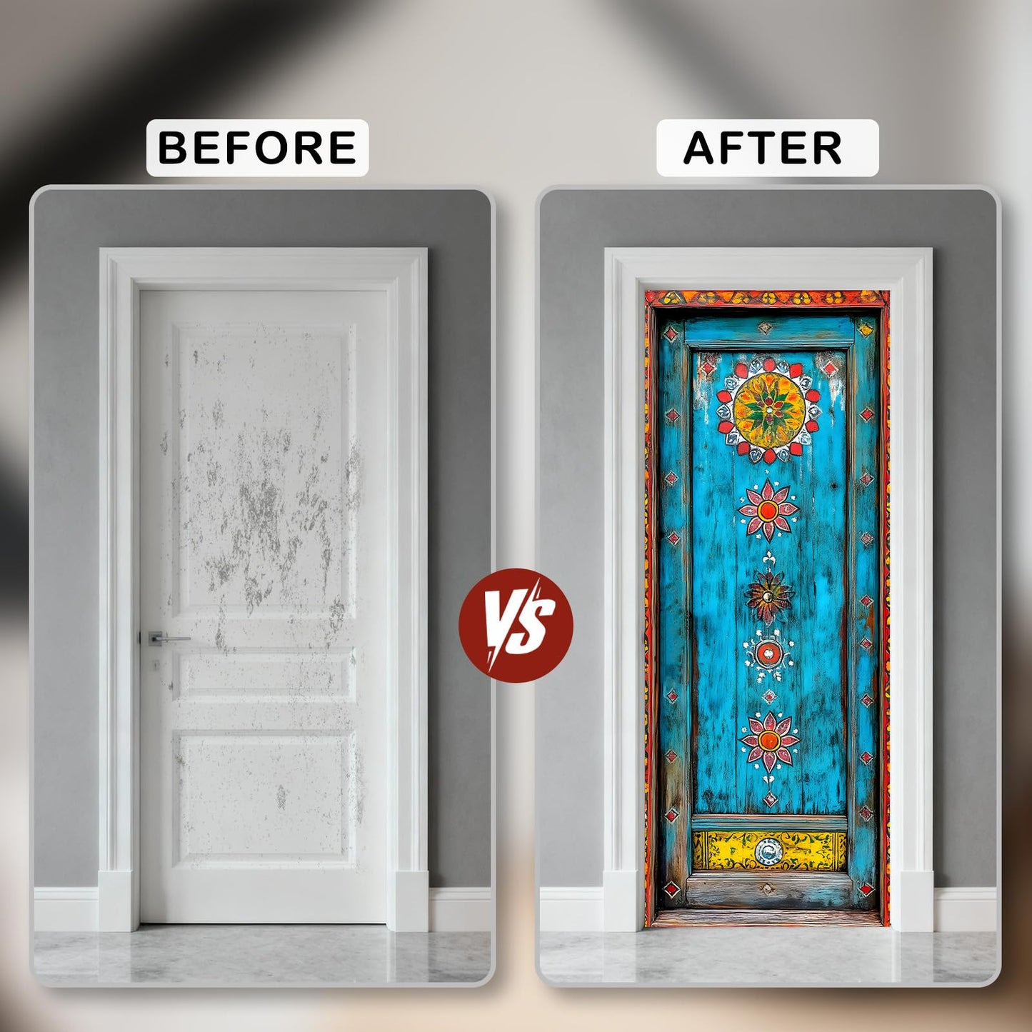Nuxovilar Door Sticker Door Covers Decorative Stickers Peel and Stick Floral Pattern PVC 30.3x78.7 inches Decorative Stickers Peel and Stick Decor Home entryway Kitchen