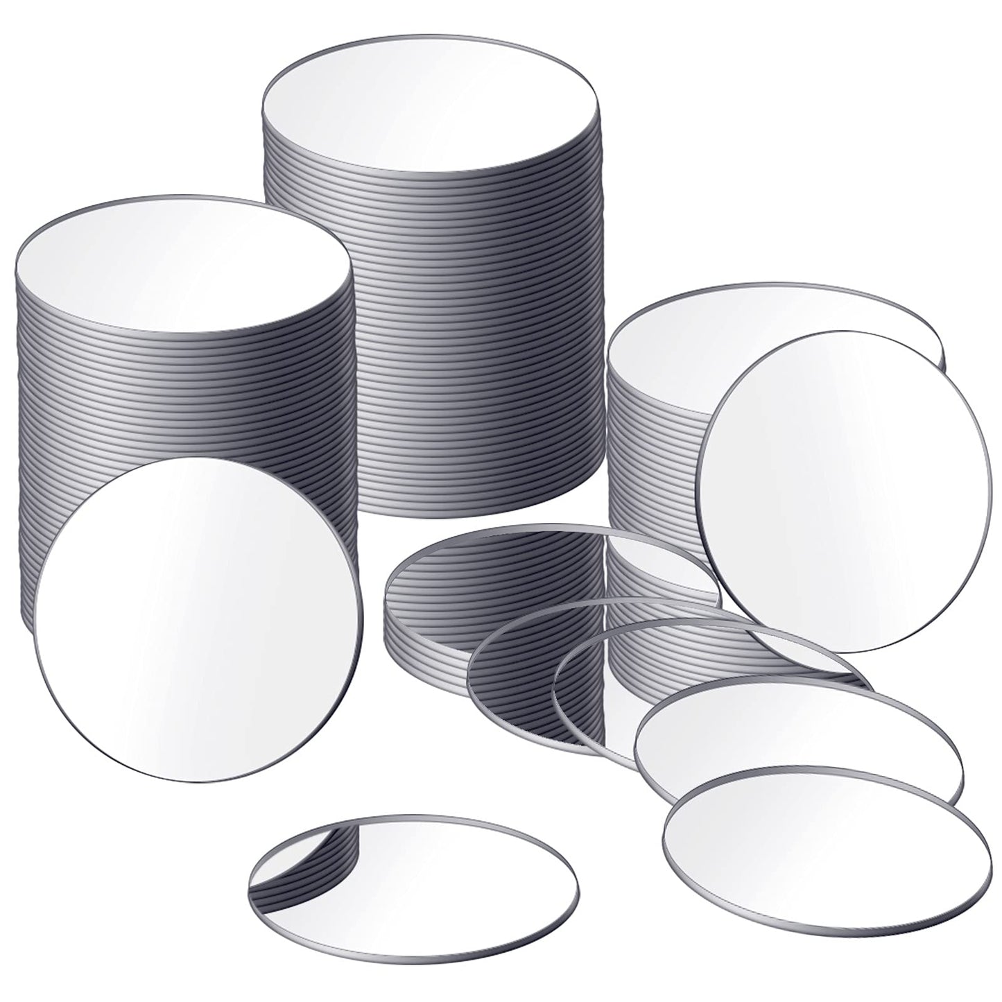 Jetec 25 Pcs Mini Acrylic Round Mirror Tiles, Self Adhesive Non Glass Round Mirror Stickers, Classic Style, for DIY Crafts, Centerpieces, Home Wall Decor, Jewelry Making(5 Inch in Diameter)