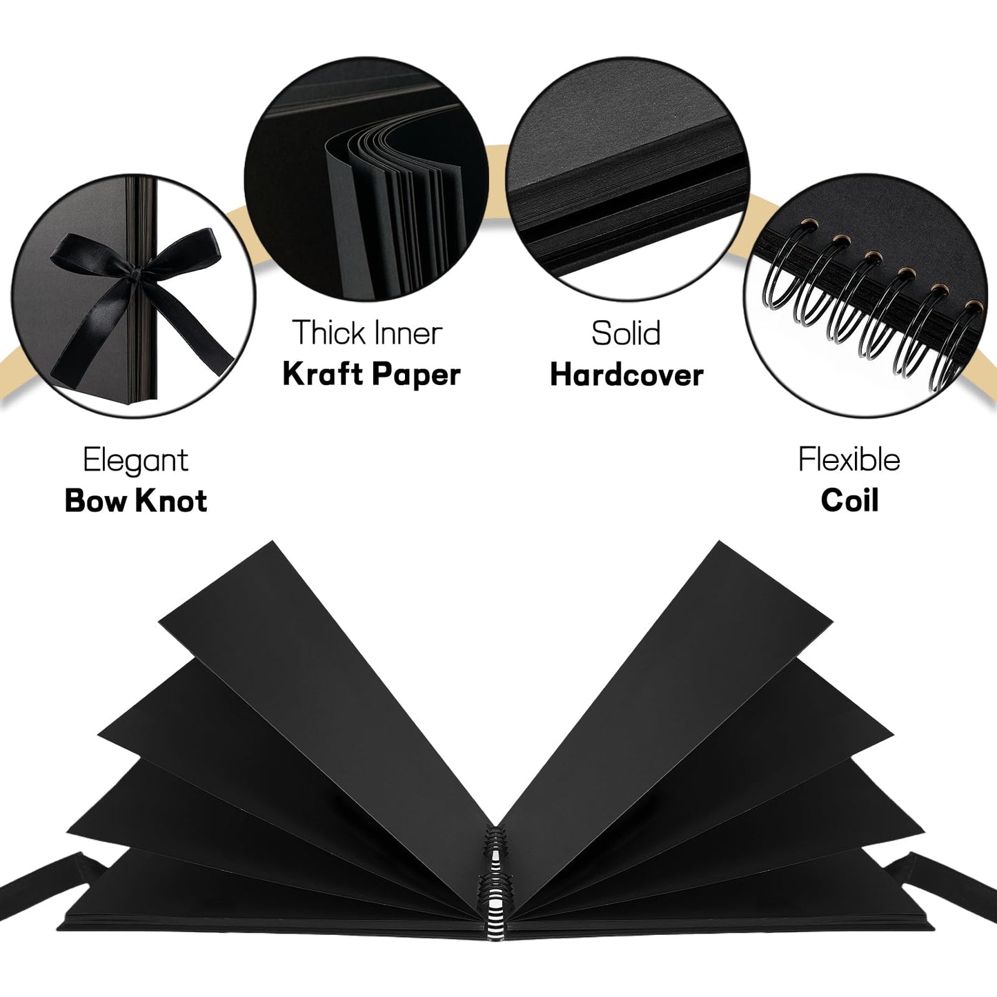 Mauproy 11.5 x 8.5 Inch Black Scrapbook Album, 80 Pages Photo Album with Black Pages, Kraft Paper Hardcover Memory Book with DIY Accessories Kit for Graduation Wedding Travel