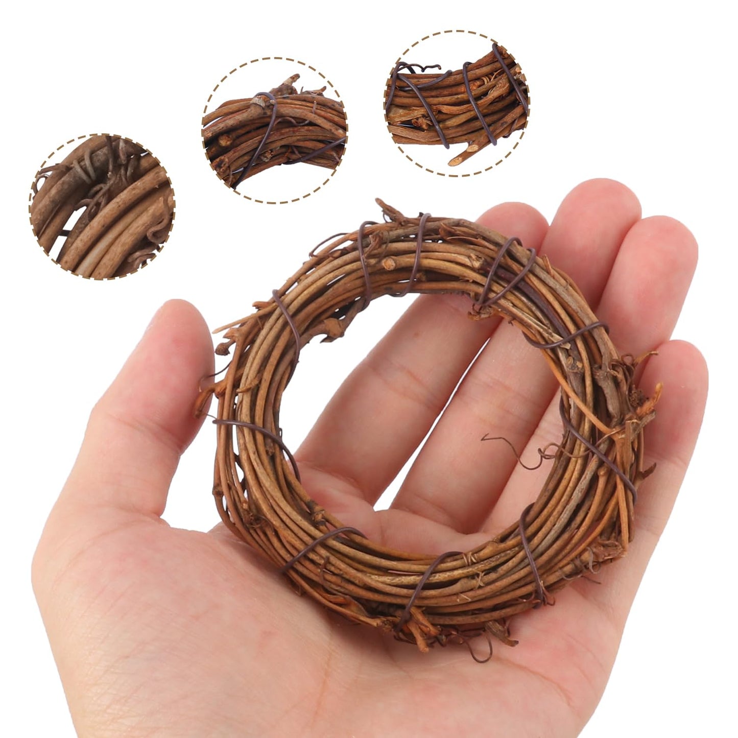 Geytetqi 40 PCS Natural Grapevine Wreaths, 3.2 Inch Beautiful Vine Branch Wreath for DIY Crafts and Christmas Decorations, Ideal for Wedding Decor