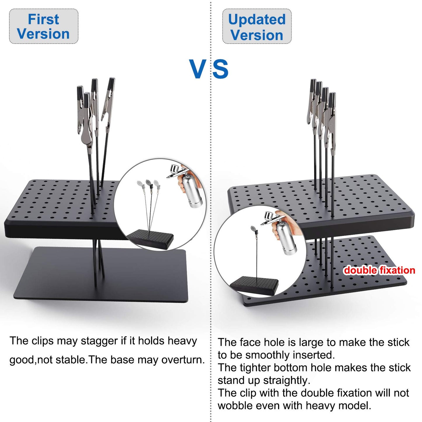 GJJC10B- 2PCS Model Painting Stand Base and 40pcs Alligator Clip Sticks for Airbrush Hobby Model Parts New