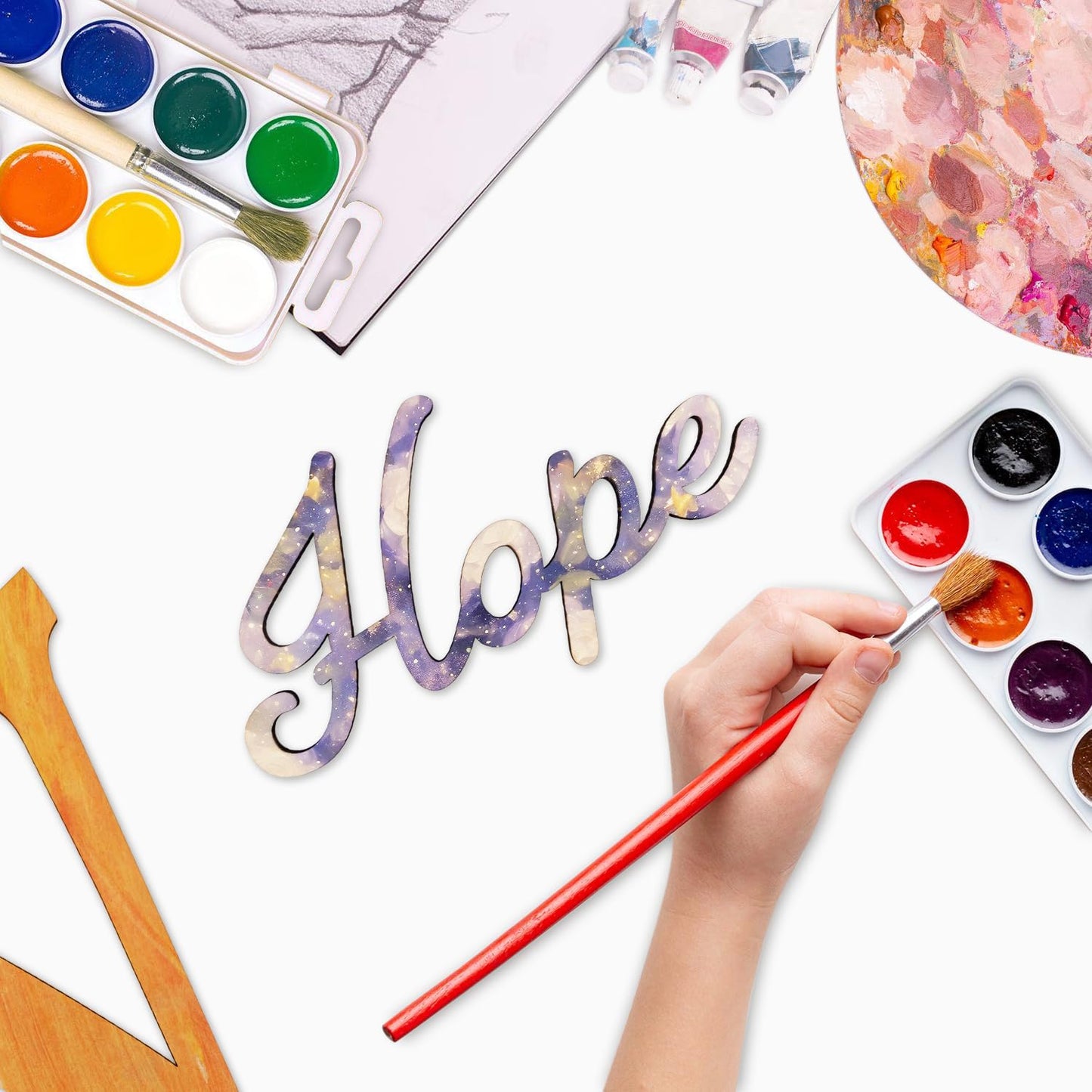 6 Pack 8 Inch Wood Hope Letters Cutouts Wood Hope Signs Wooden Hope Hanging Ornaments DIY Hope Wall Decor for Home Party Decoration