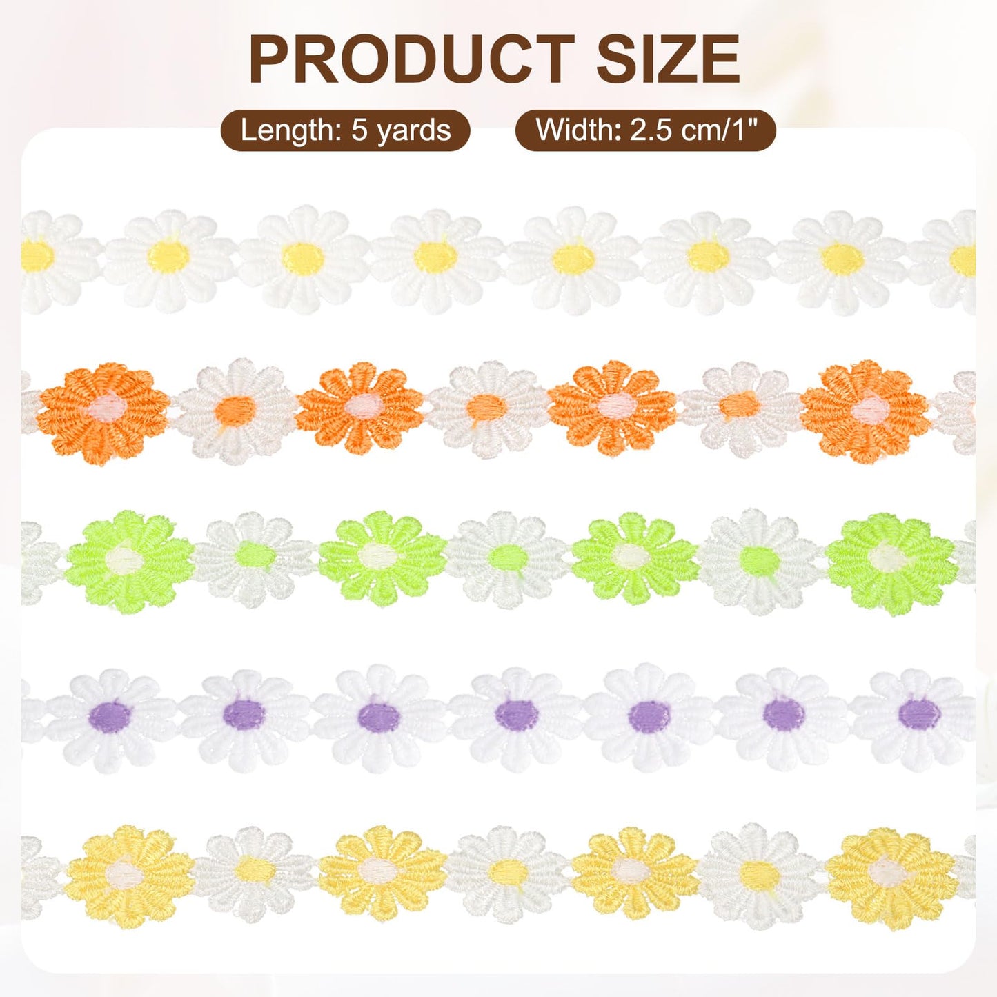 uxcell Flower Lace Trim, 5 Yards 1 Inch Wide Delicate Floral Edge Lace Trim Ribbon DIY Handmade Patchwork Ribbon Sewing Supplies Crafts, White-Purple