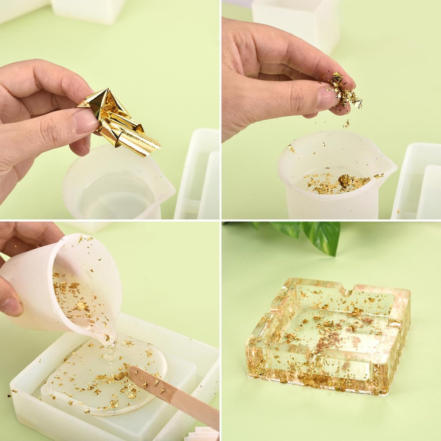 400 Pcs Imitation Rose Silver Gold Leaf Sheets for Resin, Gold Foils Sheets Paper Nail Foil for Paint, Resin, Nails, Jewelry, Arts, Gilding Crafting, Decoration, Sculpture, Furniture