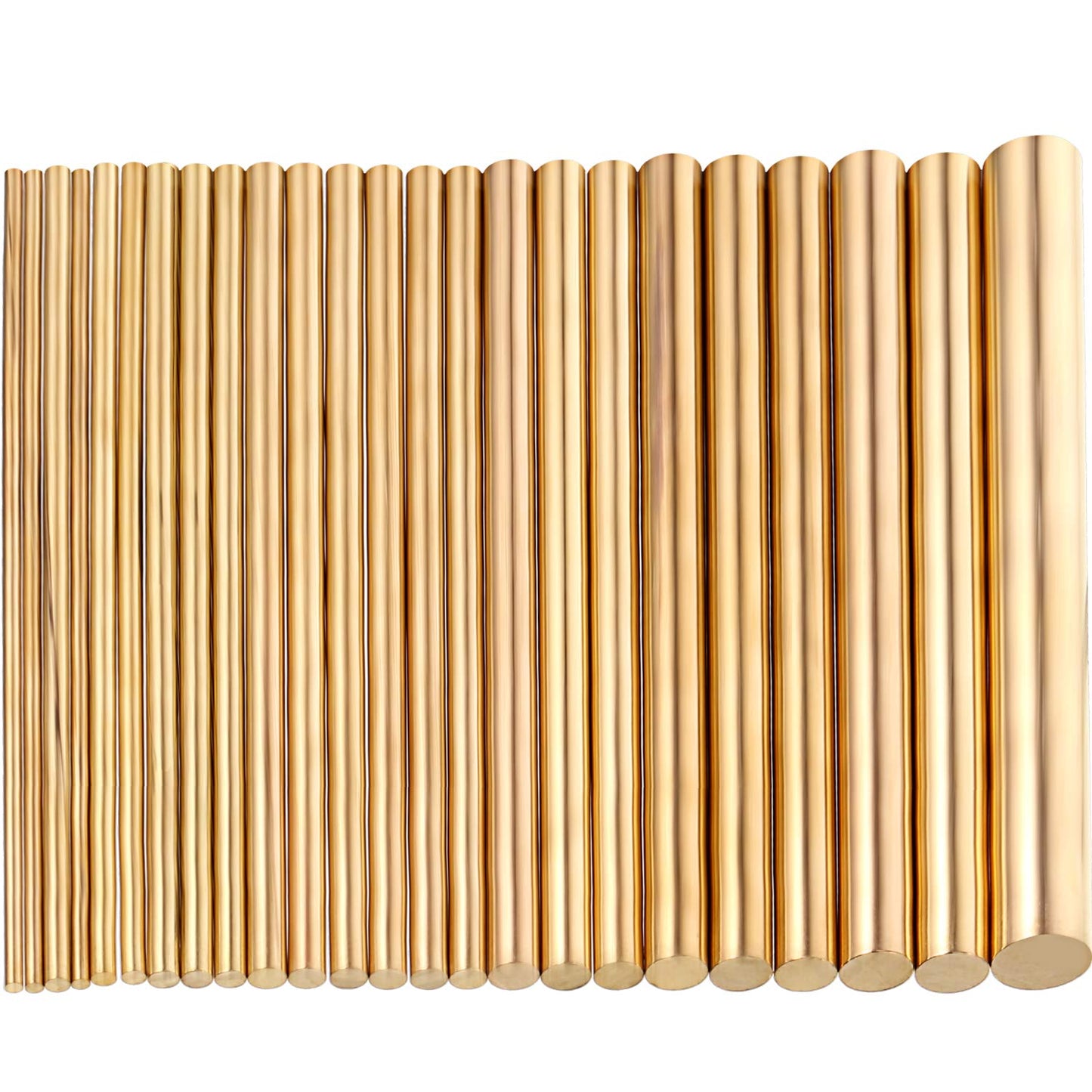 Hotop 24 Pcs Brass Pin for Knife Handles Round Brass Rods Assorted Diameter 1.5-8 mm for 100 mm Length Dowel Rivet Lathe Bar Rod Stock for Knife Making Drift Punches Shaft DIY Craft Model Plane Ship