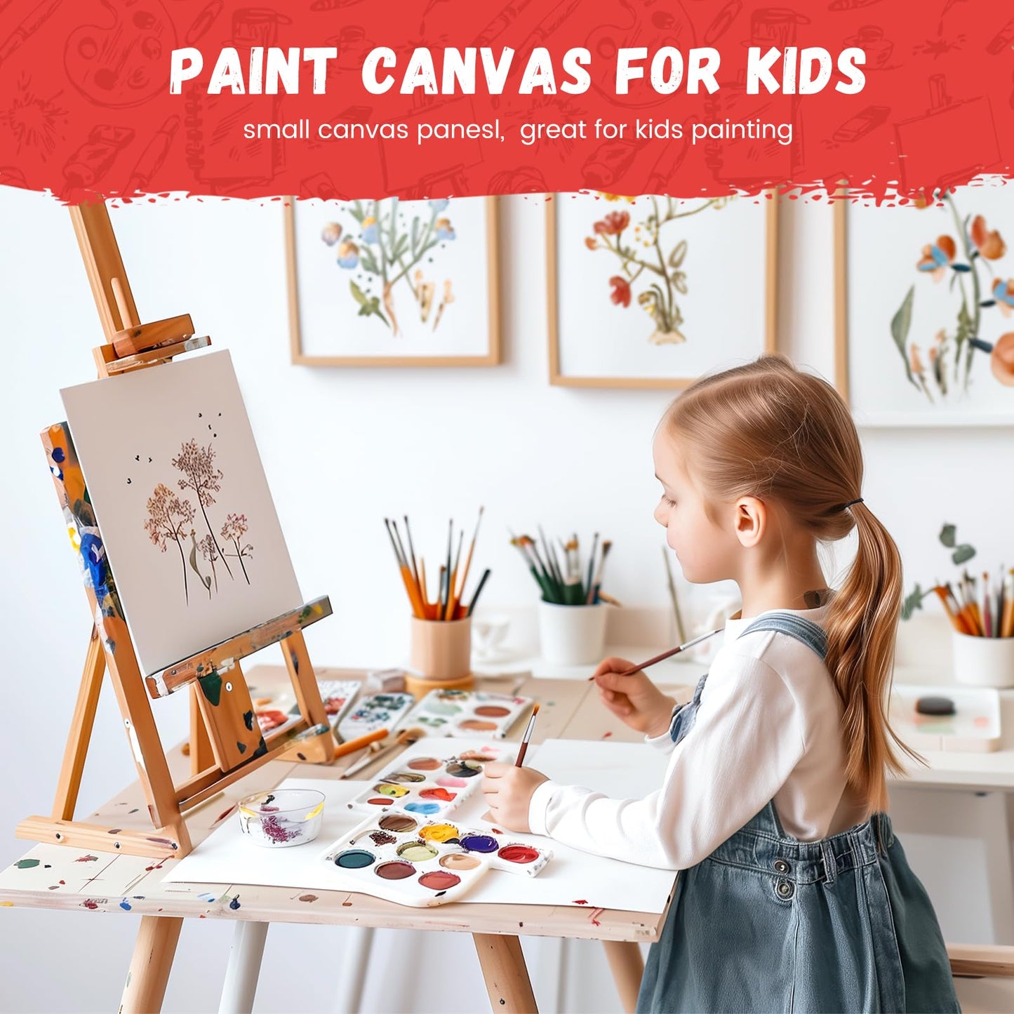 Simetufy 42 Pack 5x7 Inch Small Canvas Boards for Painting, 8oz Pre-Primed Flat Canvas Panels, Acid-Free 100% Cotton for Acrylics Oil Watercolor Paints