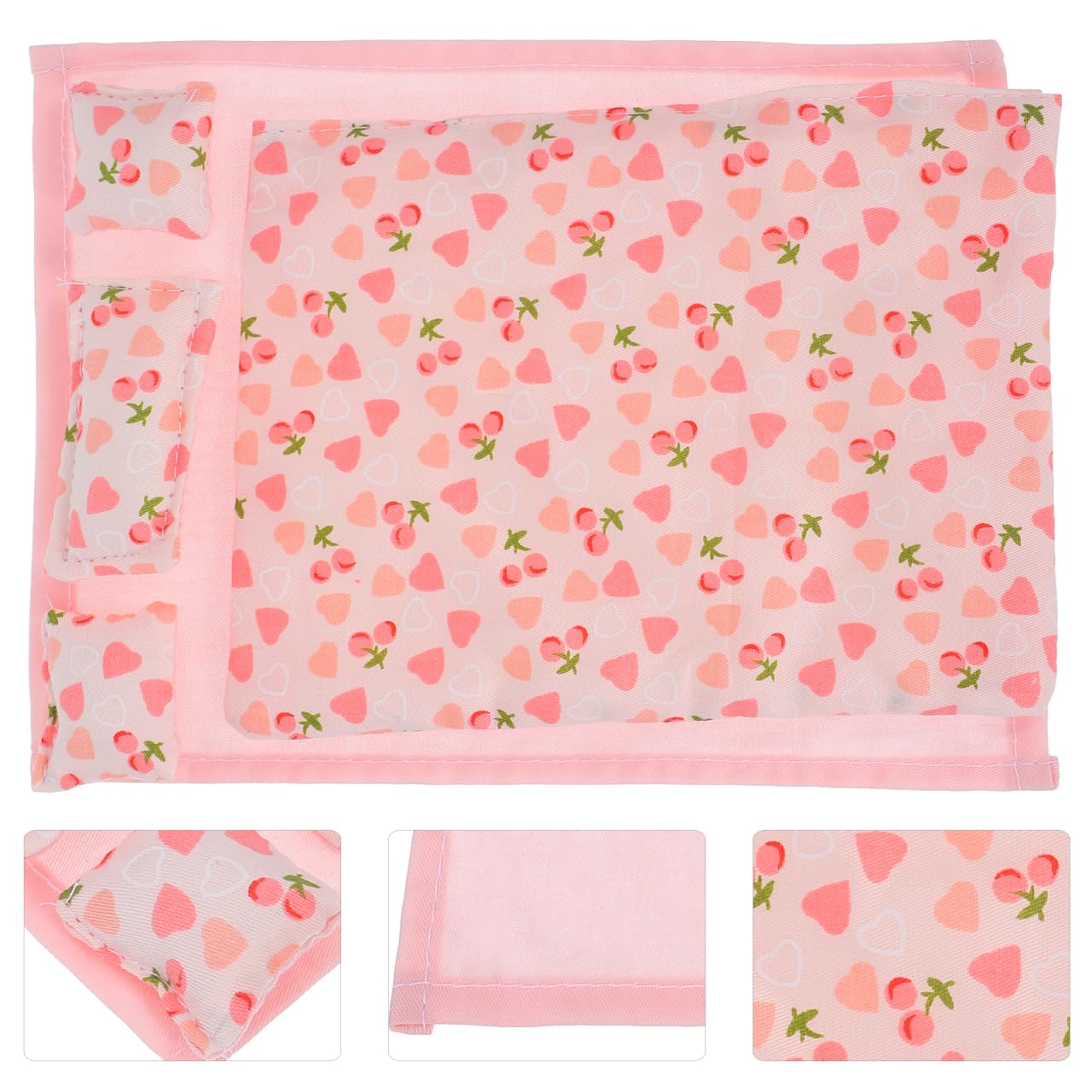 ibasenice Doll House Bedding Set - 1:12 Scale Miniature Bed Sheet, Quilt, and Pillows Kit - Soft Fabric Bedroom Accessories for 12-Inch Dollhouse Furniture Decor - Pink Heart Design