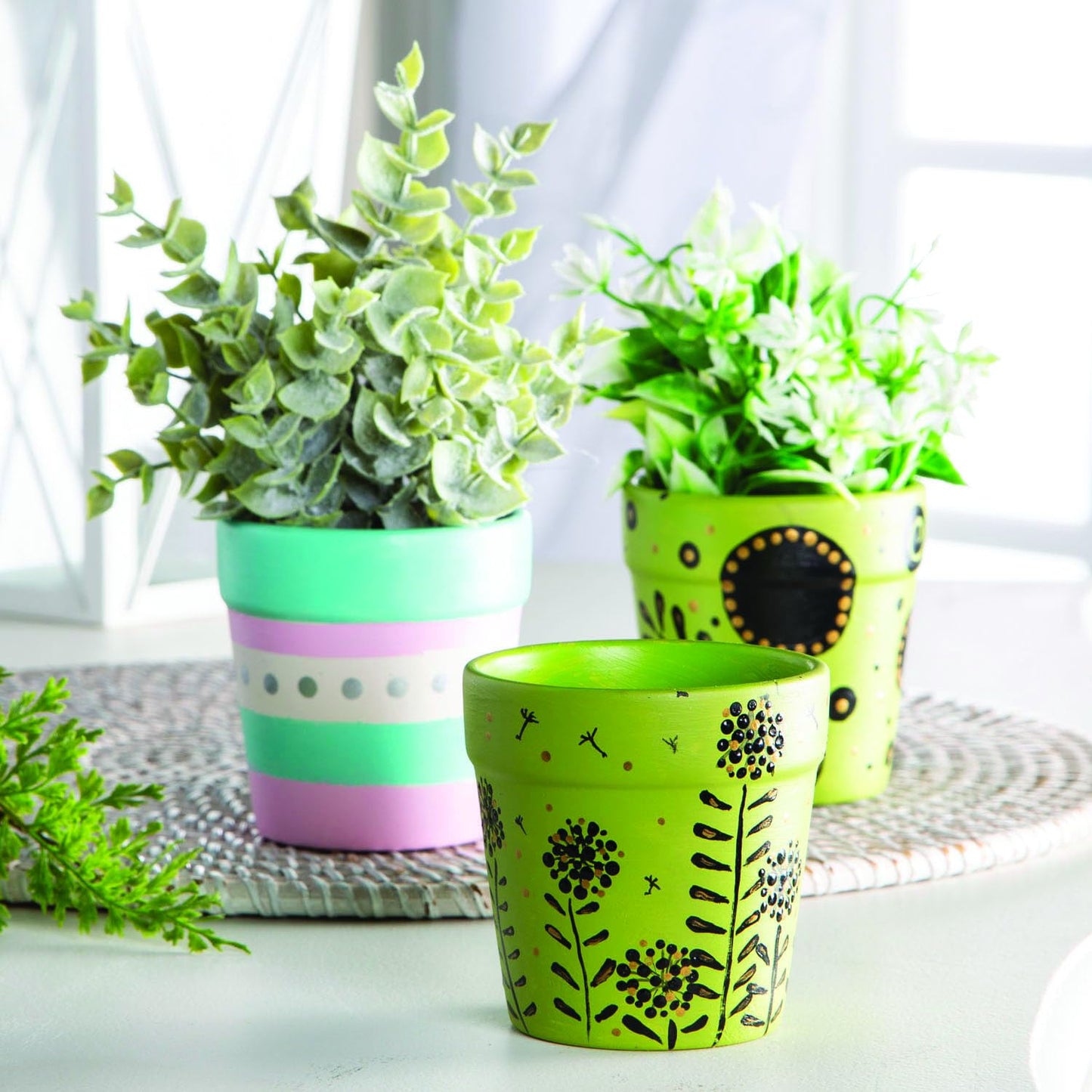Fun Express Mini Flower Pots Ceramic Set of 12 - Unpainted White 3 Inch Plant Pots Ready to Paint | DIY Ceramic Painting Kit for Kids Craft Projects, Classrooms & Art Activities | Bisque Ceramics
