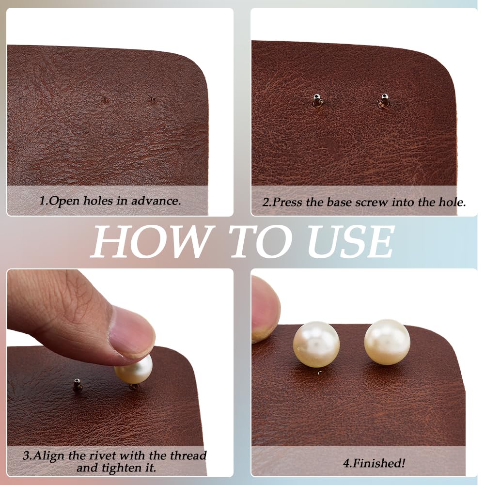 CALFOVERA 10mm Round Half Hole Pearl Rivet Studs 180PCS Leather Pearl Bead Rivet Buttons Spikes with Iron Findings for DIY Leather Clothing Craft Belts Hand Bags Hat Shoes Accessories