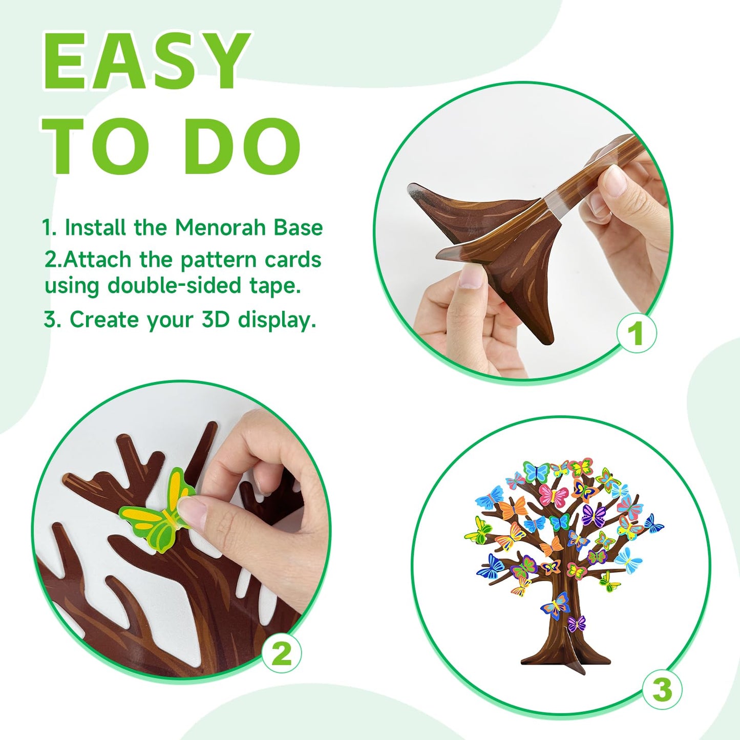 Cinrobiye 30 Set Spring Craft Kit Flower Bird Butterfly DIY Tree Ornaments Making Art Crafts for Toddler Sunday School Classroom Home Preschool Party Activities Favor Decor Supplies (Butterfly)