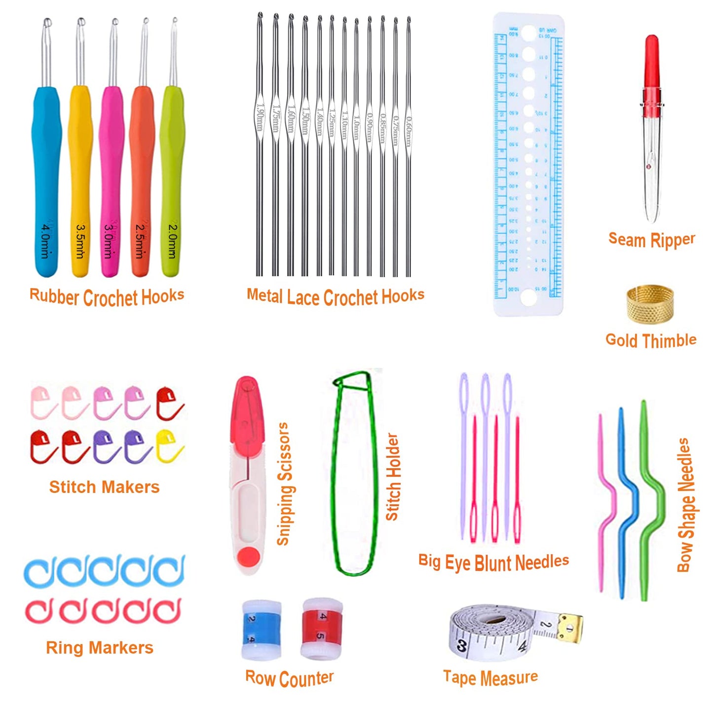 Mdoker 95pcs Knitting Needles Kit&Crochet Hooks Set 36 Straight Bamboo Knitting Needle 12 Small Size Lace Crochet Hook 5 Ergonomic Crochet Needles Knitting Set with Knitting Supplies&Accessories