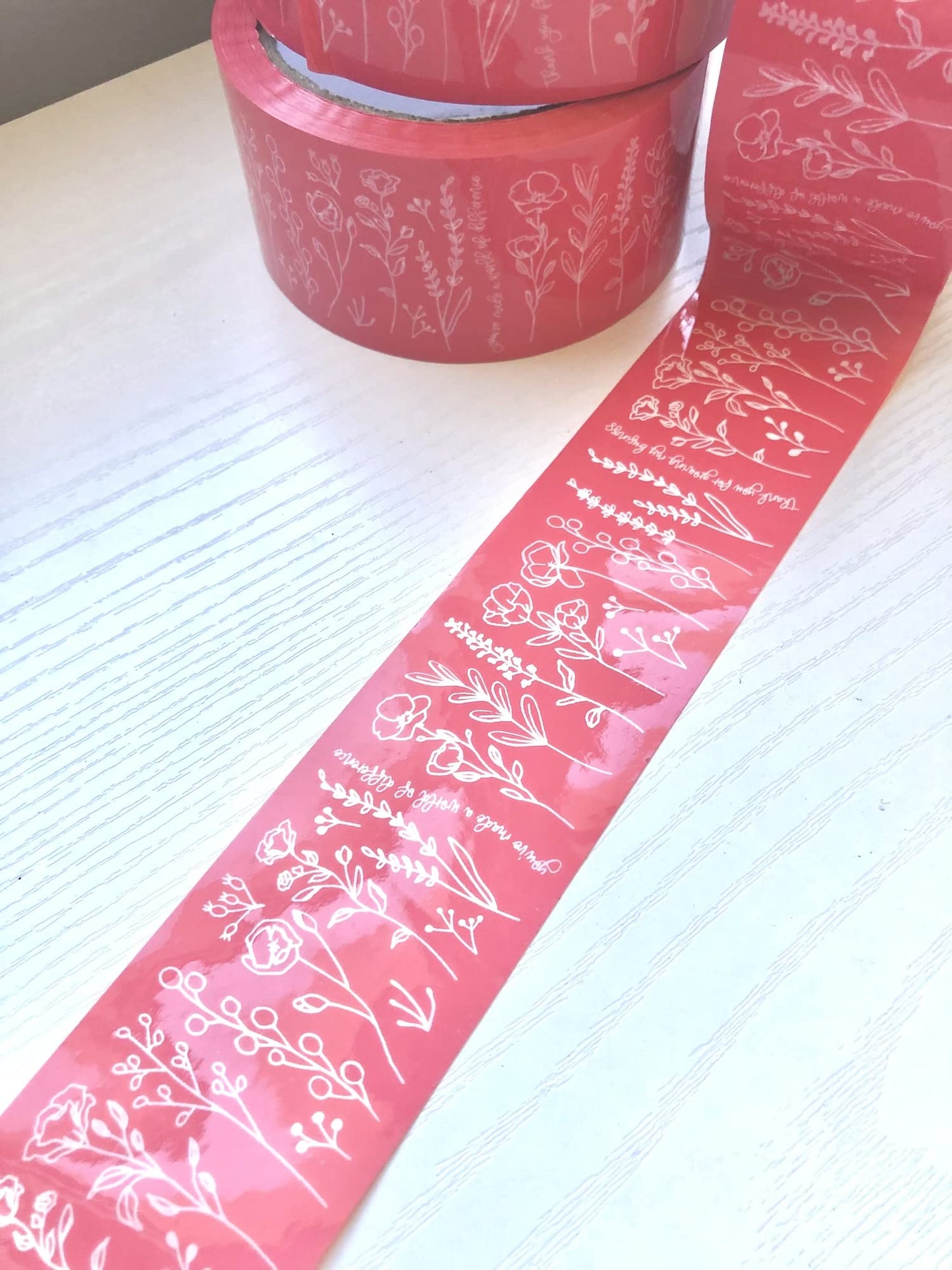 The Farming Artist Mailed It Designer Pink Floral© Small Business Packing Tape - Pretty Packaging Tape for Shipping - Set of 2-2" x 55 Yds Each, 110 Yds Total (Pink, 55 Yd 2 Rolls)