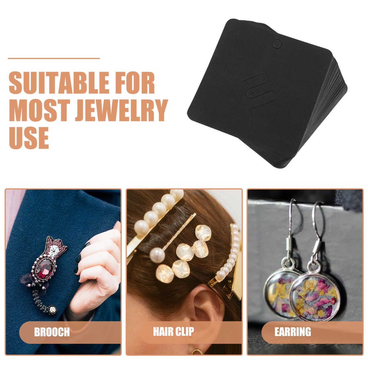 Yardwe Brooch Pin Display Cards 100Pcs Wear-Resistant Jewelry Holder Cards 2.75X2.75 Inch for Brooch Pin Display and Trinket Presentation in Jewelry Stores and Markets