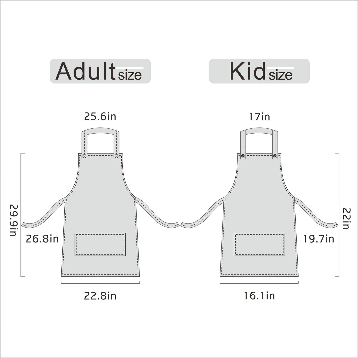 Lovely Cotton Parent Child Apron, Comfortable and Creative Artist Chef Apron for Painting Cooking, Pack of 2 (White)