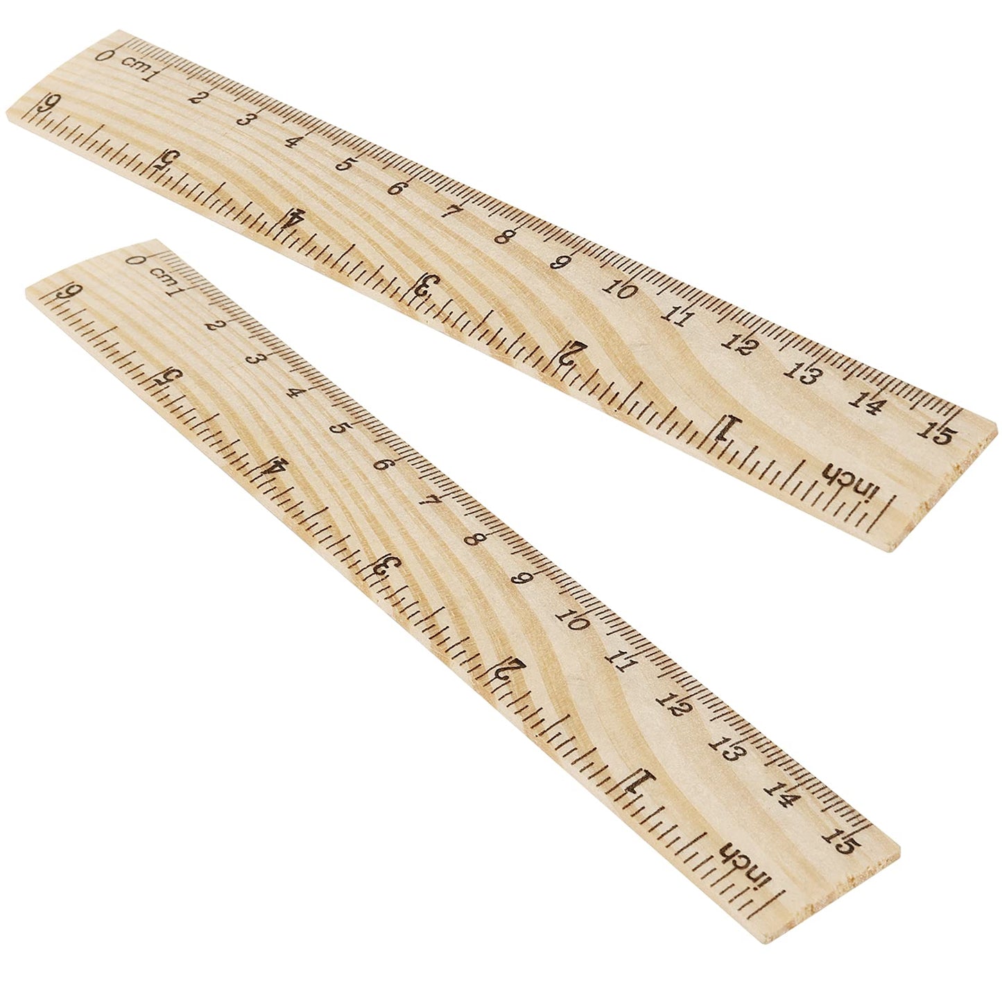 MUKLEI 144 Packs 6 Inch Wooden Rulers, 2 Scales Double Sided Pine Wood Student Ruler Measuring Rulers Straightedge for Home, School, Office, Craft Uses, 15 cm