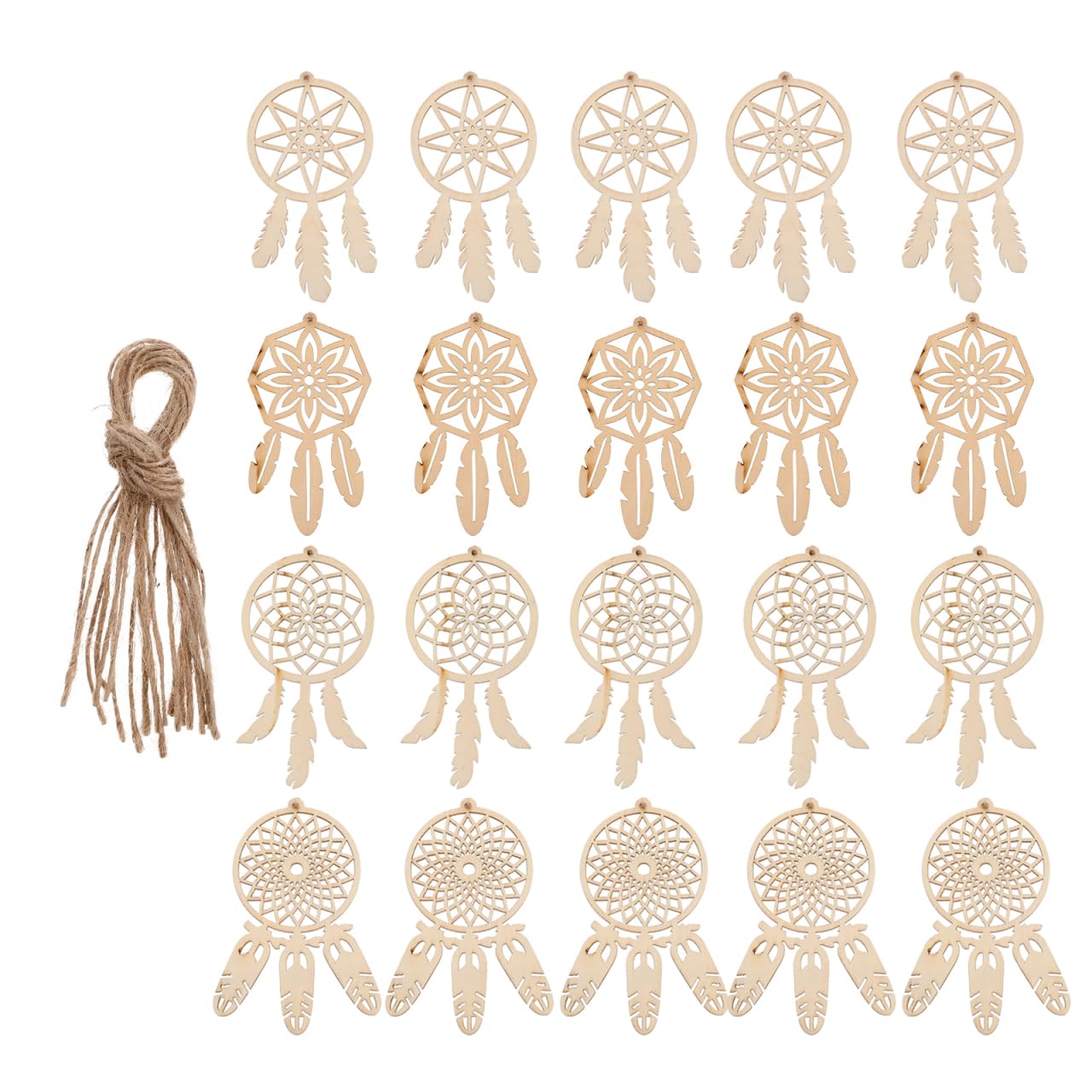 COHEALI 40pcs Wooden Dreamcatcher Arts and Crafts for Dreamcatcher Kit Wood Crafts for DIY Kits Wooden Hanging Ornaments Kit Unfinished Dream Catcher Wood Dream Catcher Paper Cut