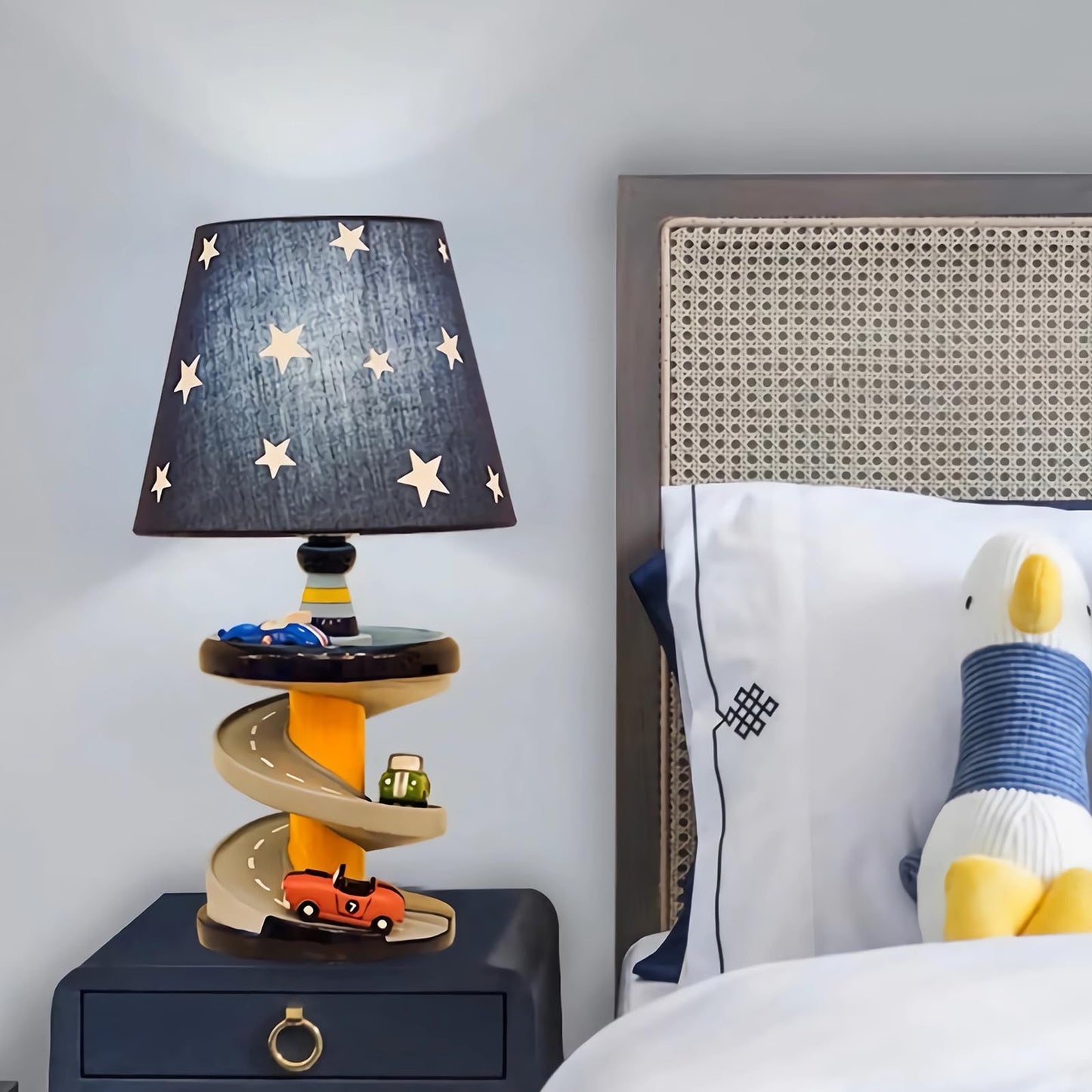 HERBESTBAY Table Lamp, Adorable 14 Inch Racing Road Style Kids Desk Lamp, Car Bedside Lamp Ideal for Children's Bedroom Decor, Includes LED Bulb, speed track, HB-LFL905