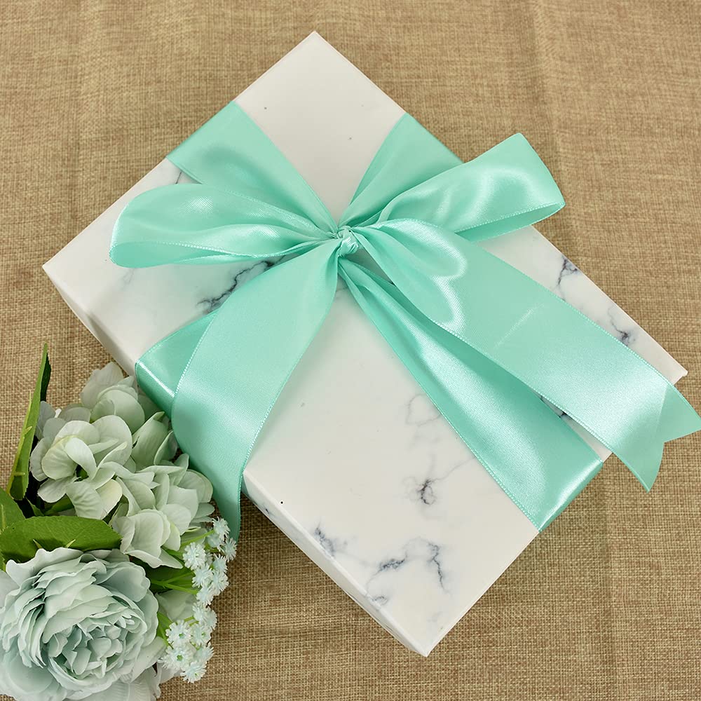 TONIFUL 1-1/2 Inch (40mm) x 100 Yards Turquoise Blue Wide Satin Ribbon Solid Fabric Ribbon for Gift Wrapping Chair Sash Valentine's Day Wedding Birthday Party Decoration Hair Floral Craft Sewing