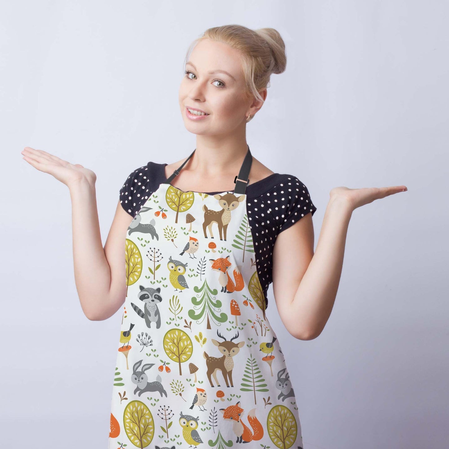 Olikked Gardening Apron for Women Cute Woodland Animals Cooking Aprons for Men for Kitchen Cooking Restaurant BBQ Painting Crafting 27” (W) x 31” (H), Waterproof Apron