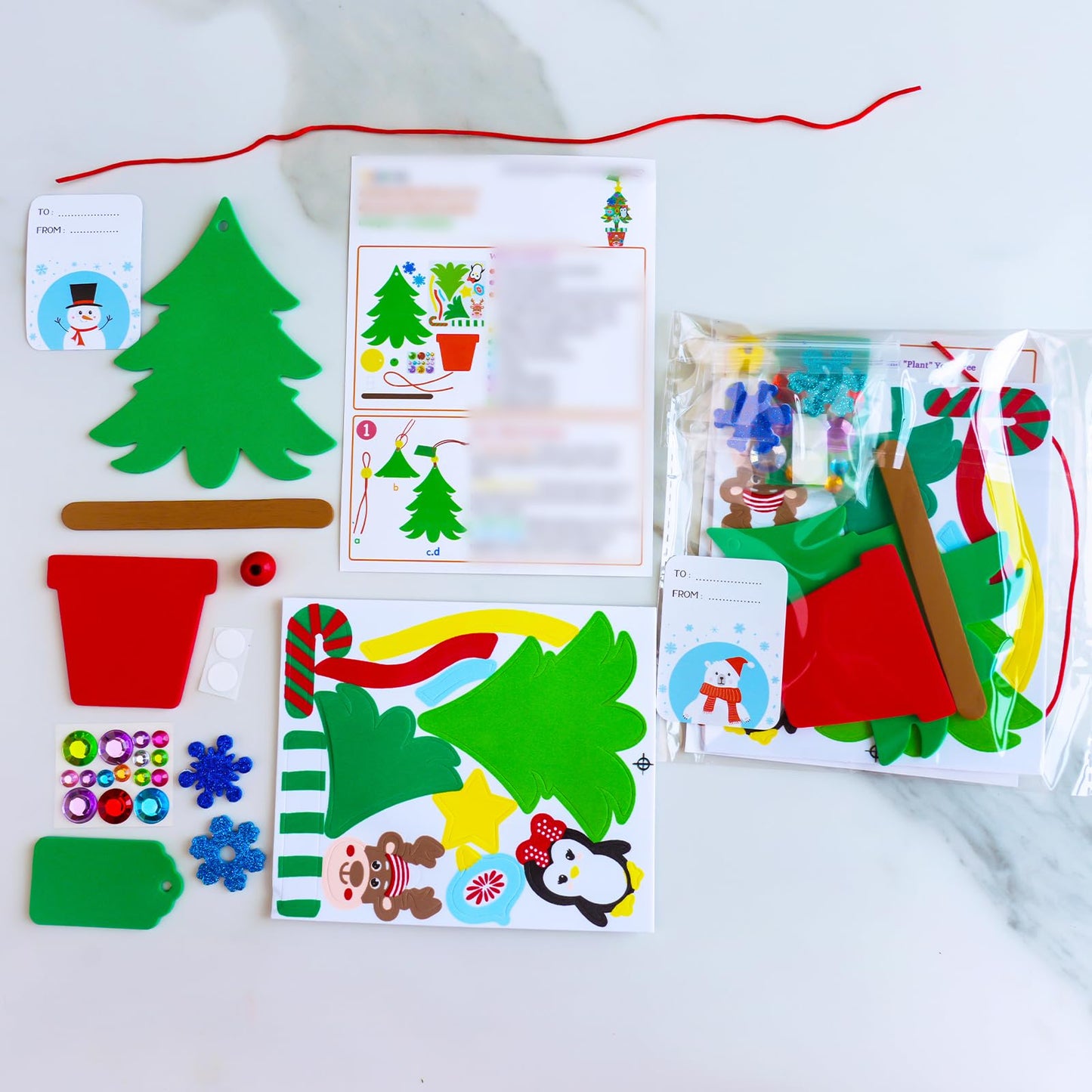 Winlyn 24 Sets Winter Decorations DIY Potted Pine Tree Ornaments Christmas Craft Kits Foam Tree with Festive Foam Stickers for Kids Holiday Seasonal Gift Home Classroom Activities Party Favors