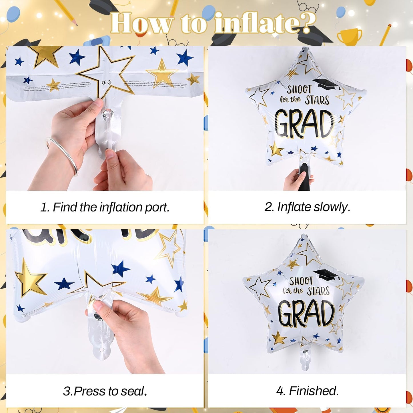 Graduation Balloon Arch Garland Kit 2026, Black Gold Confetti White Graduation Decorations with Foil Grad Cap Diploma Star Balloons for Congrats Class of 2026 Graduates Celebrations Party Decorations