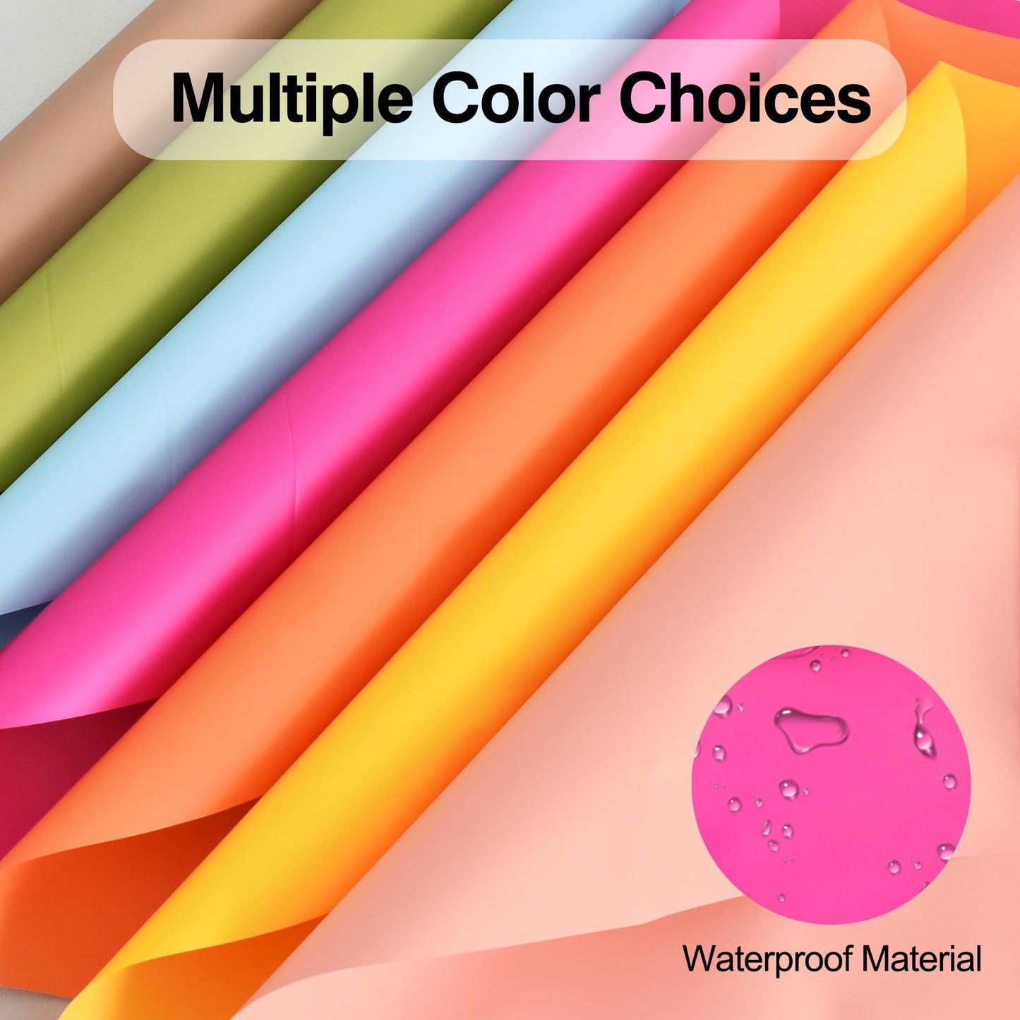 BEISHIDA 20 PCS Hot Pink Floral Wrapping Paper-Matte Waterproof Flower Wrapping Paper Bouquet for Florist Supplies, DIY Crafts, Gift Packaging, Wedding, Birthday Gift