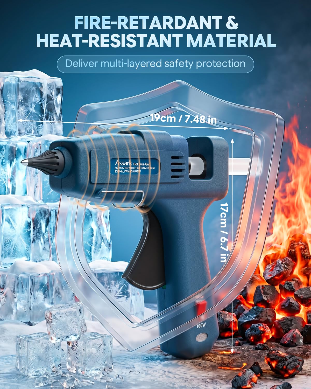 Dual Power 60/100W Hot Glue Gun, Fireproof Anti-Drip Fast Preheating Heavy Duty Industrial Glue Gun with 15 Glue Sticks, Adjustable Power for DIY Craft, Home Repair, Wood, Gift Wrapping