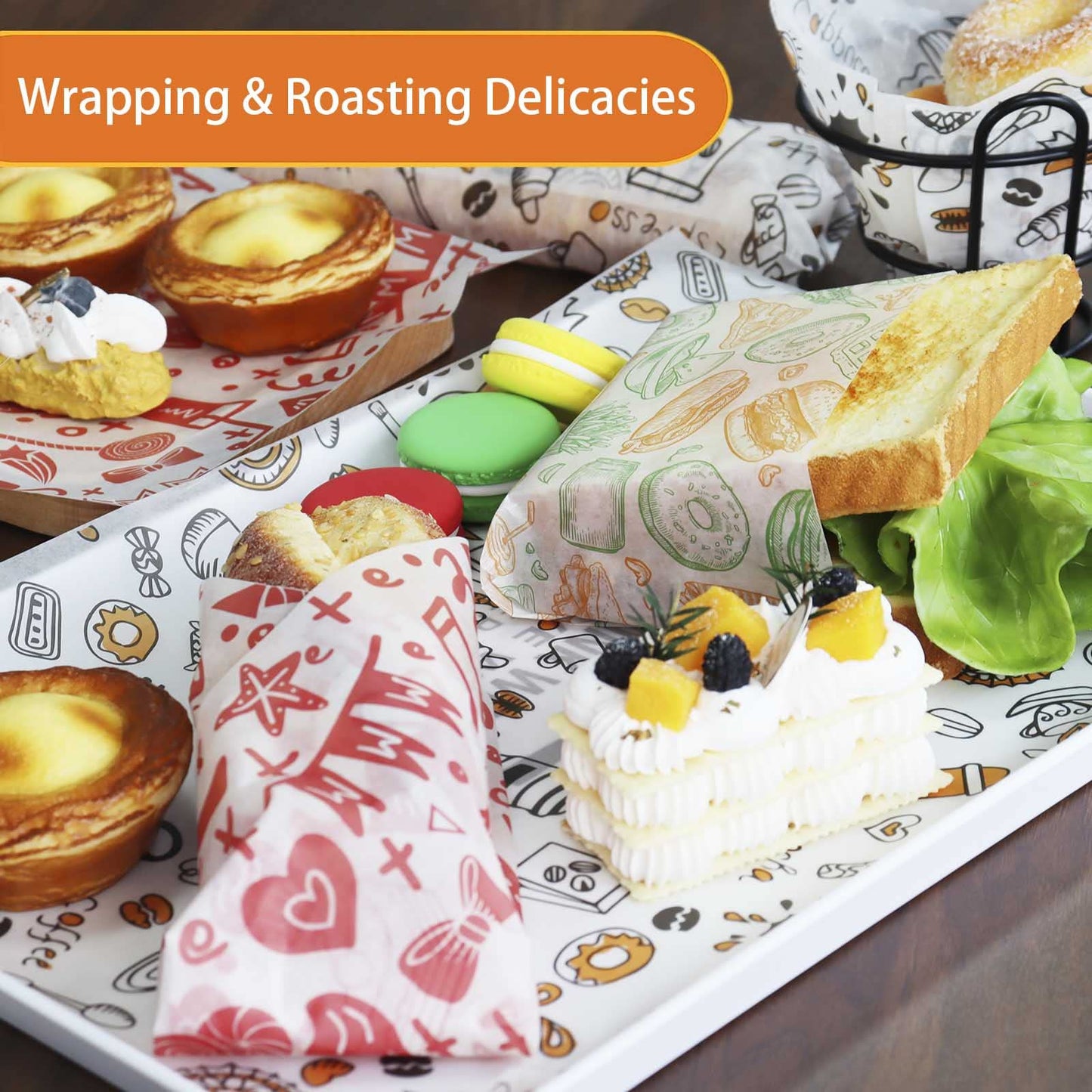 300pcs Deli Paper Sheets 12"x12", Wax Paper Sheets for Food, Grease Resistant Sandwich Wrapping Paper, Premium Food Basket Liners for Bakery, BBQ, Picnic, Home Party, Festival and Outdoors