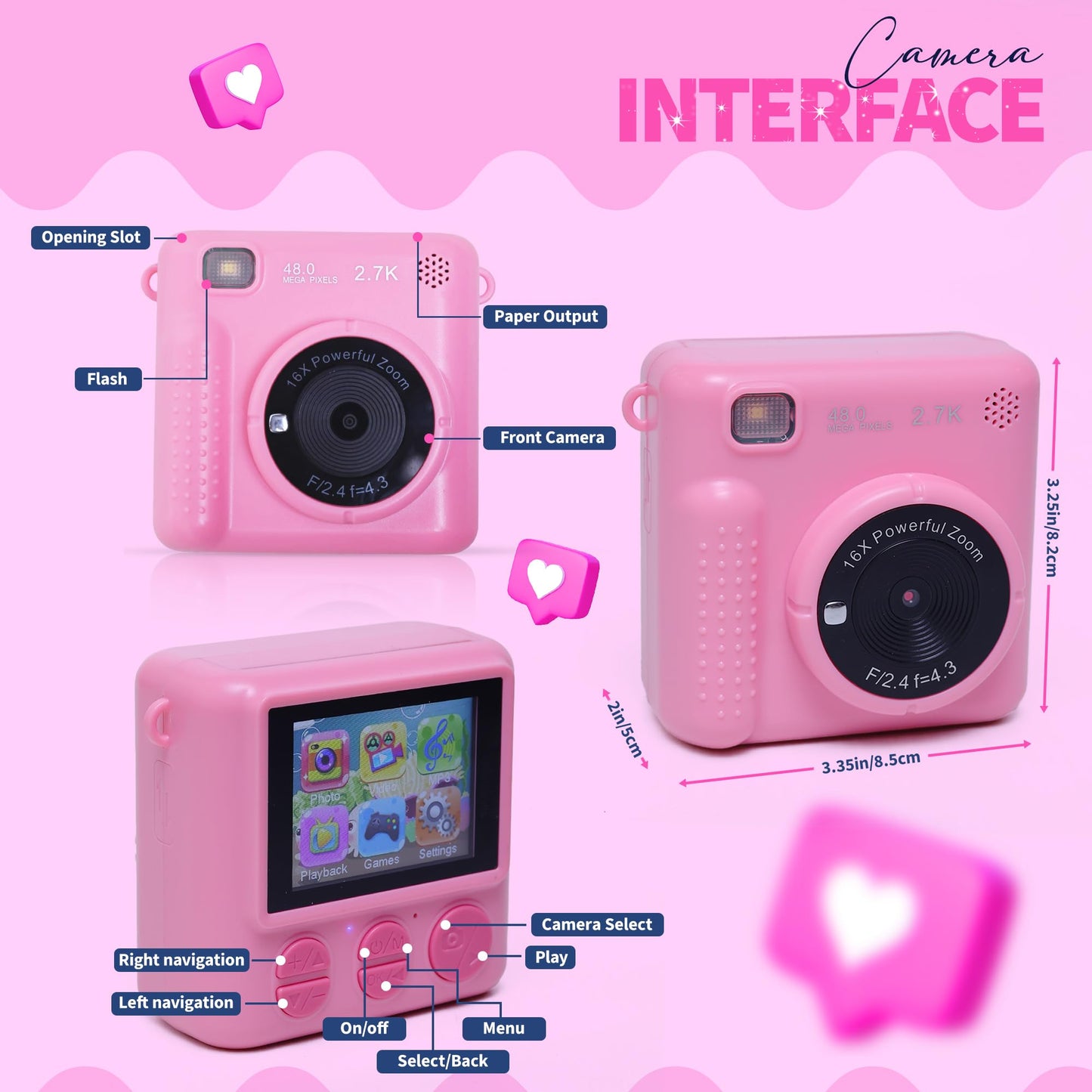FINcredible Photomaker Kit - Instant Print Camera for Kids Plus DIY Journal Kit for Girls - 150 Pcs Tween Journal & Camera for Girls - 6 7 8 9 10 11 12 13 14 Year Old Girl (Pink)