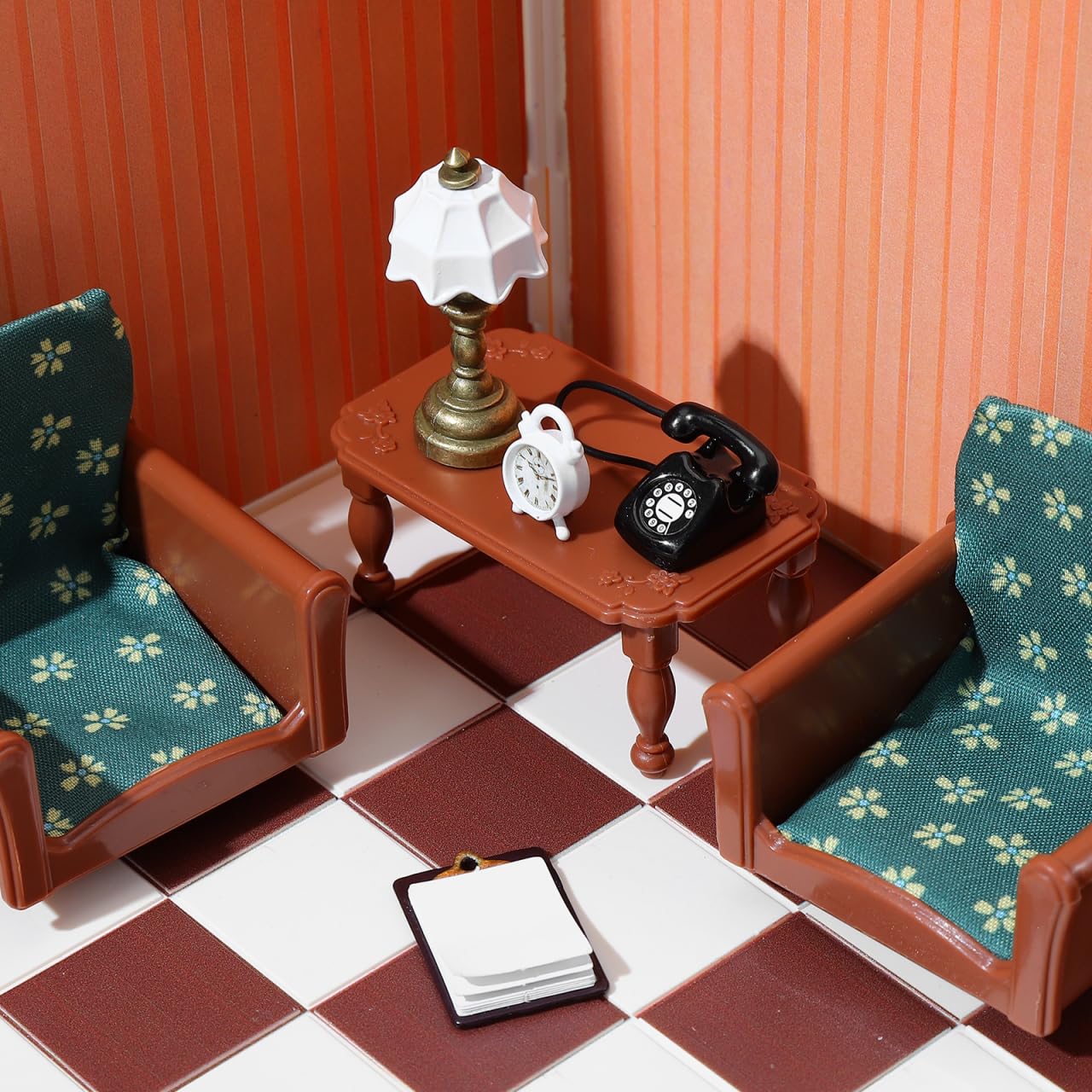 Garneck Miniature Dollhouse Accessories Kit: Tiny Phone Alarm Clock Table Lamp Writing Pad Furniture Decor for Doll House Scenes Library Office Living Room DIY Craft Mini Home Ornament