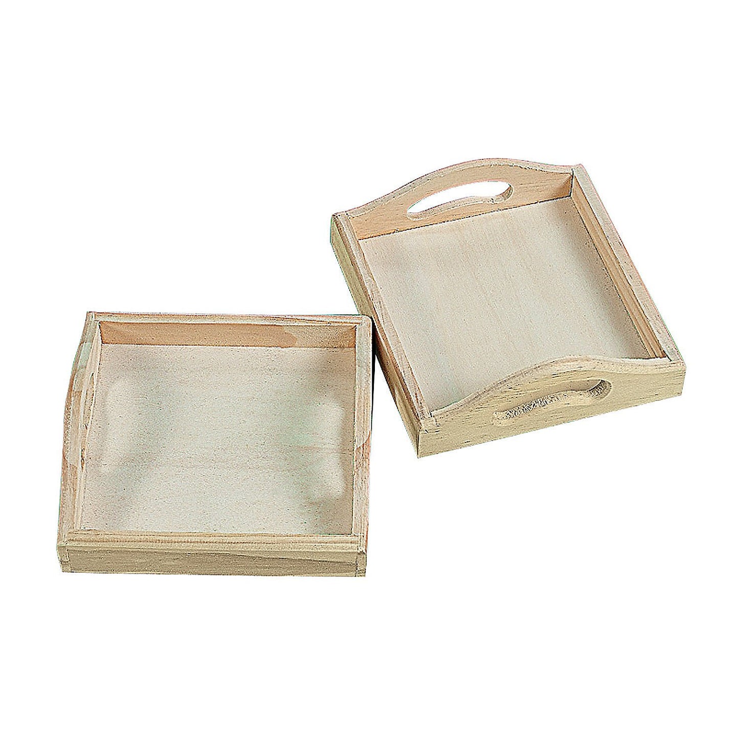 Fun Express Wooden Tray Set of 12 - Small Wood Trays for Crafts, DIY Projects & Painting | Unfinished Natural Wood Craft Supplies for Kids & Adults | Mini Square Wooden Trays for Home Decor