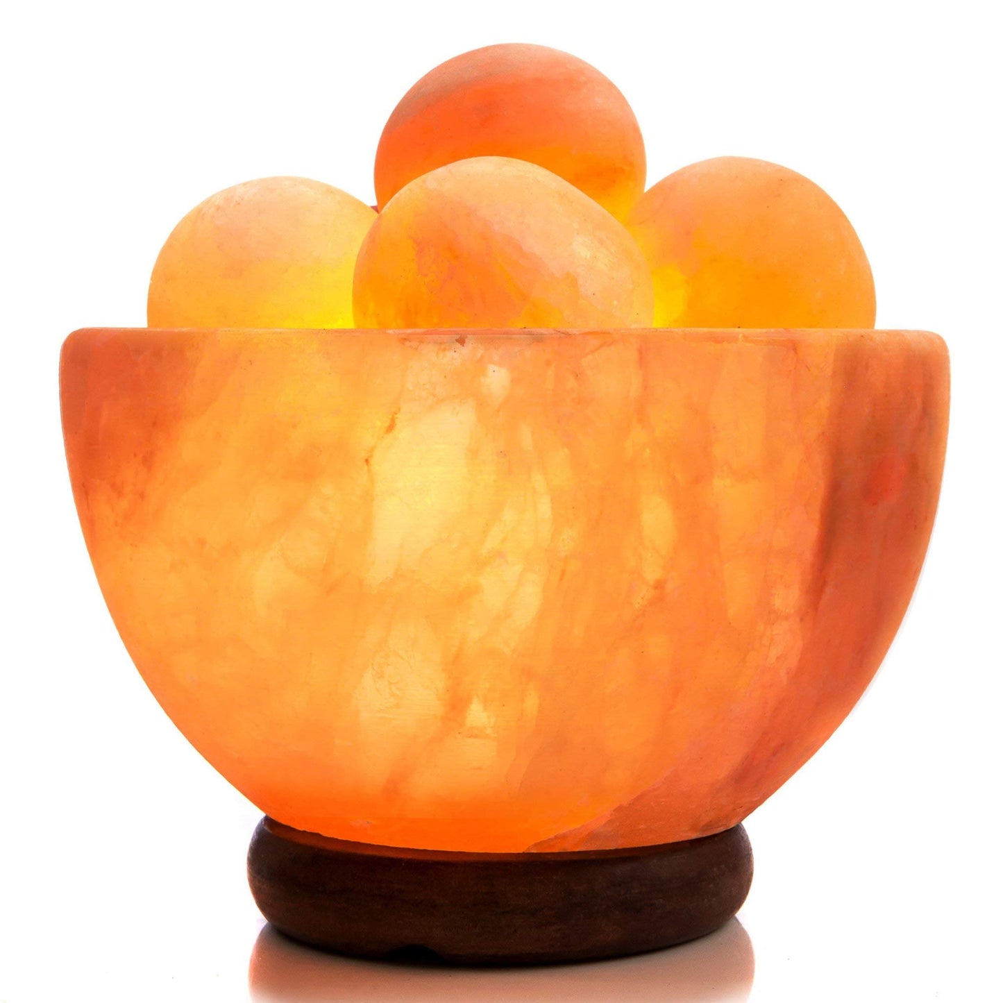 UMAID Himalayan Salt Lamp Bowl with 6 Himalayan Massage Balls, Dimmable Pink Rock Salt Lamp Light for Bedroom, Office Desk & Meditation Room, Unique Spa Home Decor Relaxation Gifts for Men & Women