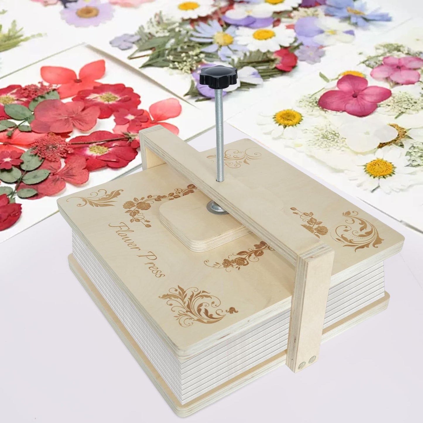 Stranthother 10pcs Extra Large Wood Flower Press Kit 10.8 * 10.8 Inch Flower Plant Preservation Kit Plant Press Kits for Kids and Adults Plant Lover Gifts, DIY Arts and Craft Kit