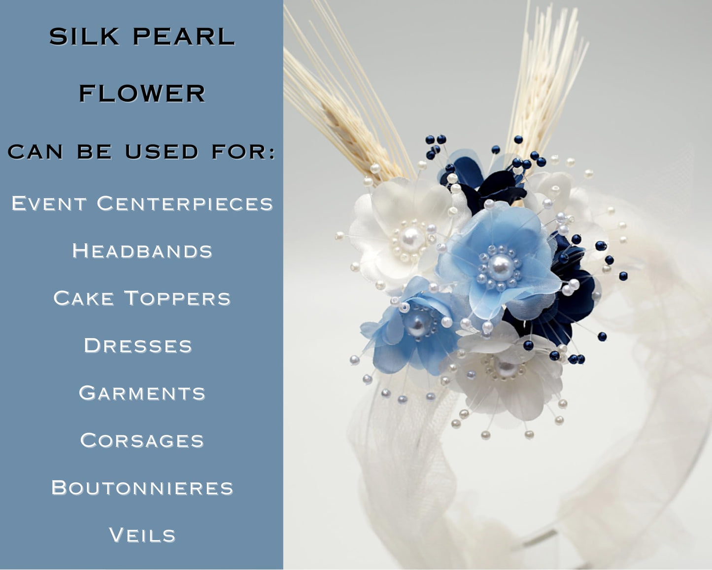 72PC Artificial Silk Pearl Spray Craft Flower for Home Craft Decor DIY Wedding Bridal Veil Headband Dress Cake Topper Embellishment Scrapbook Favor Corsage Floral Bouquet Arrangement (Sage Green)