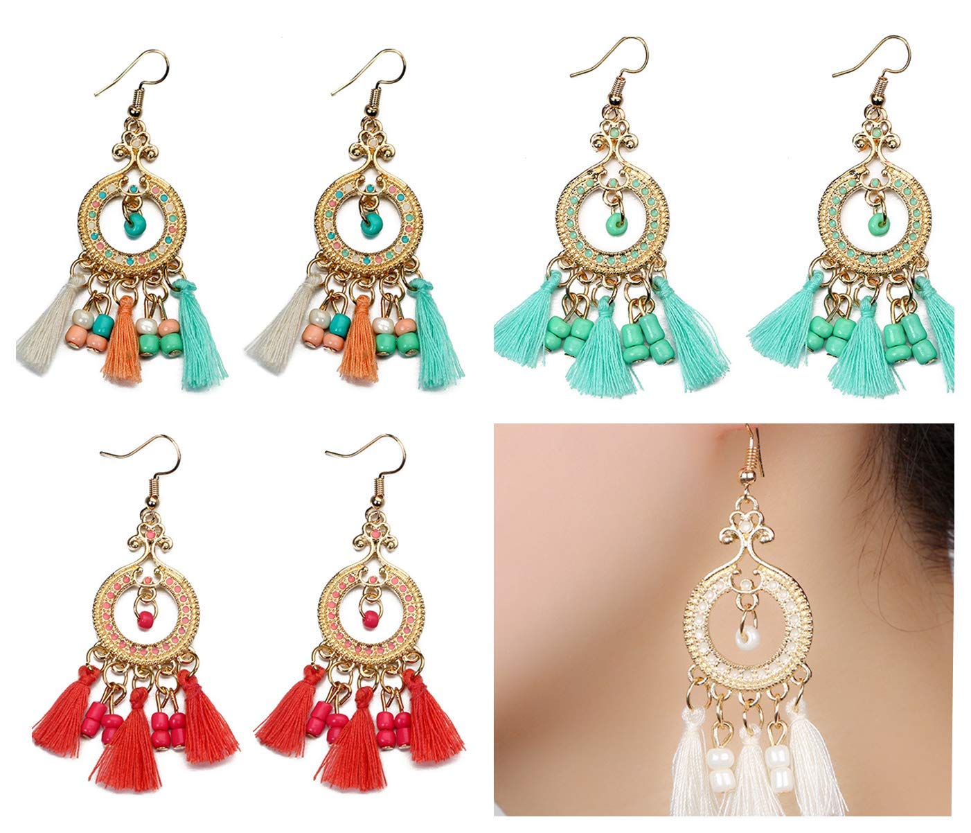 MSCFTFB 100 Pieces Mini Tassels with Jump Rings Mala Tassel Kit for Earring Necklace Jewelry Making Garland Keychain Charms Crafts Decorations (Pink)
