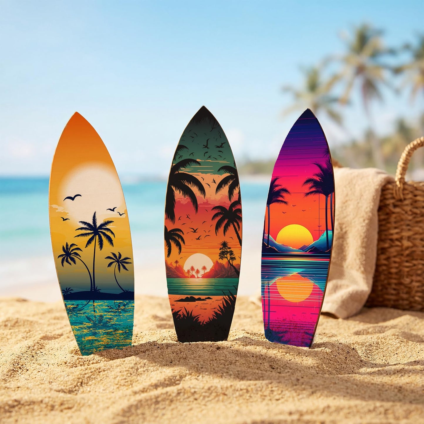Anglechic 12 Pcs 12 Inch Unfinished Wood Surfboard Cutout for Crafts Nautical Blank Wooden Crafts Summer Beach DIY Wall Decor for Art Creation Graffiti Painting Home Hanging Decor Hawaii Luau Party