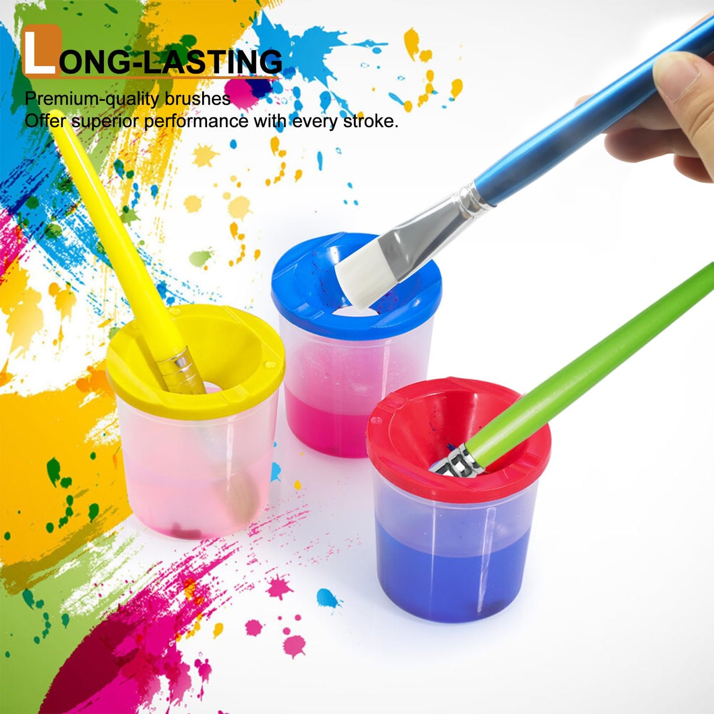 Bulk Paint Brushes for Kids Variety 36 Pcs, Back to School Toddlers PaintBrushes, Flat & Round Mop Painting Sets for Children & Classrooms，Short Wooden Handle