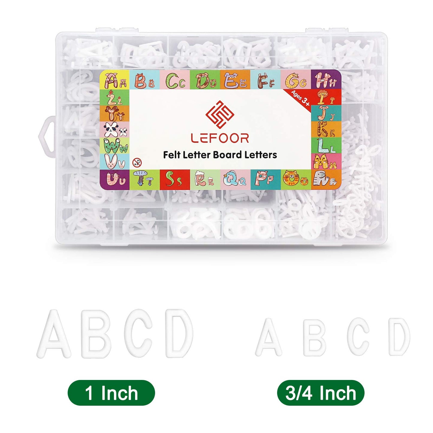 Letter Board Letters Only,646 PRE-Cut Characters (3/4 and 1 Inch,White) with Sorting Tray,Felt Letter Board Letters (Choice B)