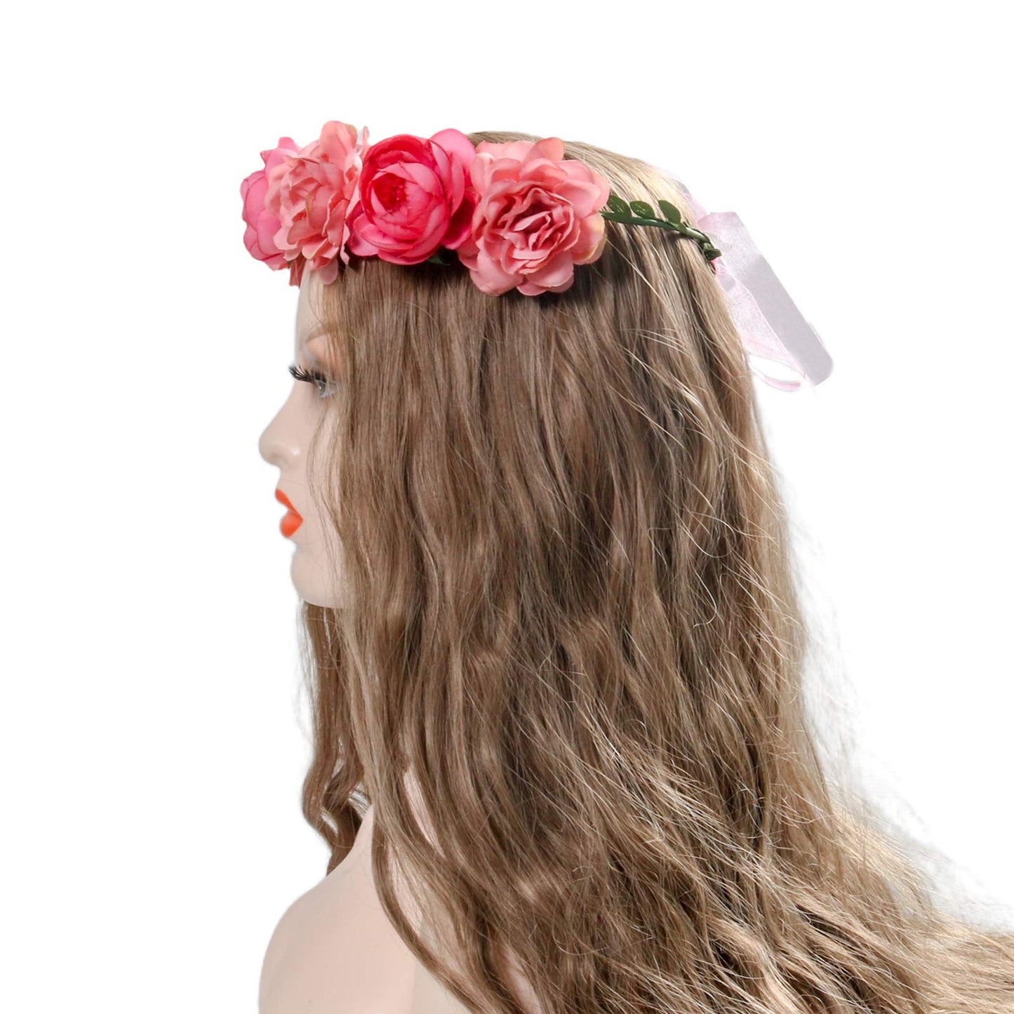 FirstCos Adjustable Rose Flower Crown for Women Girls Headbands Romantic Hair Wreath Halo Floral Garland Headpiece Wedding Birthday Party Maternity Photoshoot Props (2PCS Rose Flower Headbands)