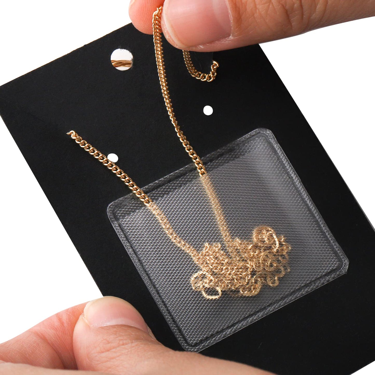 SOUJOY 500 Pieces Necklace Chain Adhesive Pouch, Self-Adhesive Necklaces Chains Pockets for Necklaces Display Cards, Clear Jewelry Bag for Loose Chain Jewelry Supplies Necklace Holder