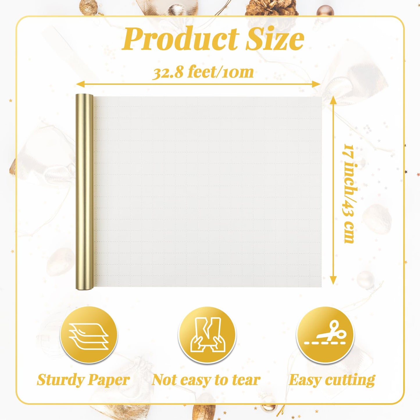 EUSOAR Gold Wrapping Paper, 2 Rolls(17 in x 32.8ft Each) Matte Gift Wrap with 20pcs Black Pull Bows, Gifts Wrapping Paper Crafts DIY Bouquet Packaging Supplies for Wedding Birthday Bridal Party