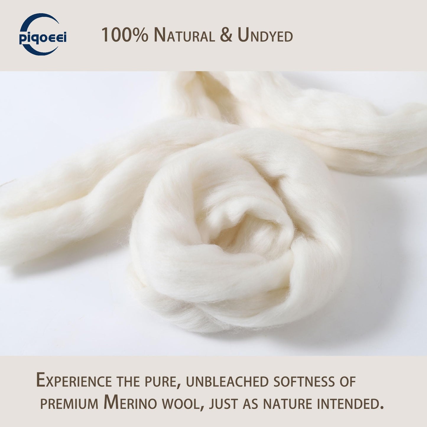 Merino Wool Roving Top for Spinning and Felting - 100% Natural Undyed, Soft Fine Wool for Needle Felting, Knitting, Dyeing (1lb)