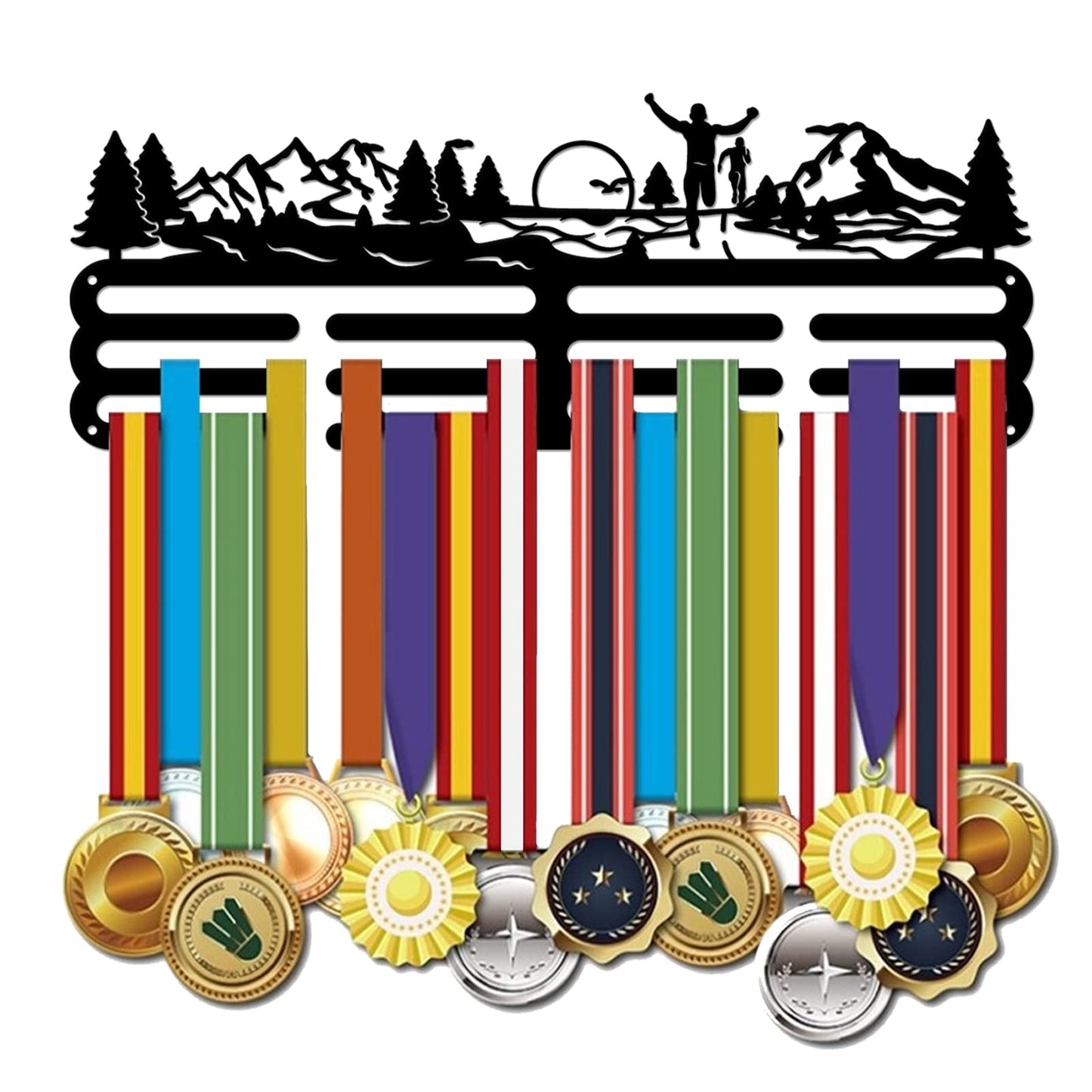 SUPERDANT Running Metal Holders for Display Park Run Sports Awards Medals Display Race Bib Holder Running Medals Hanger Race Metal Wall Hanger Marathon Medal Rack for Runners Athletes Gifts 15.75x6in