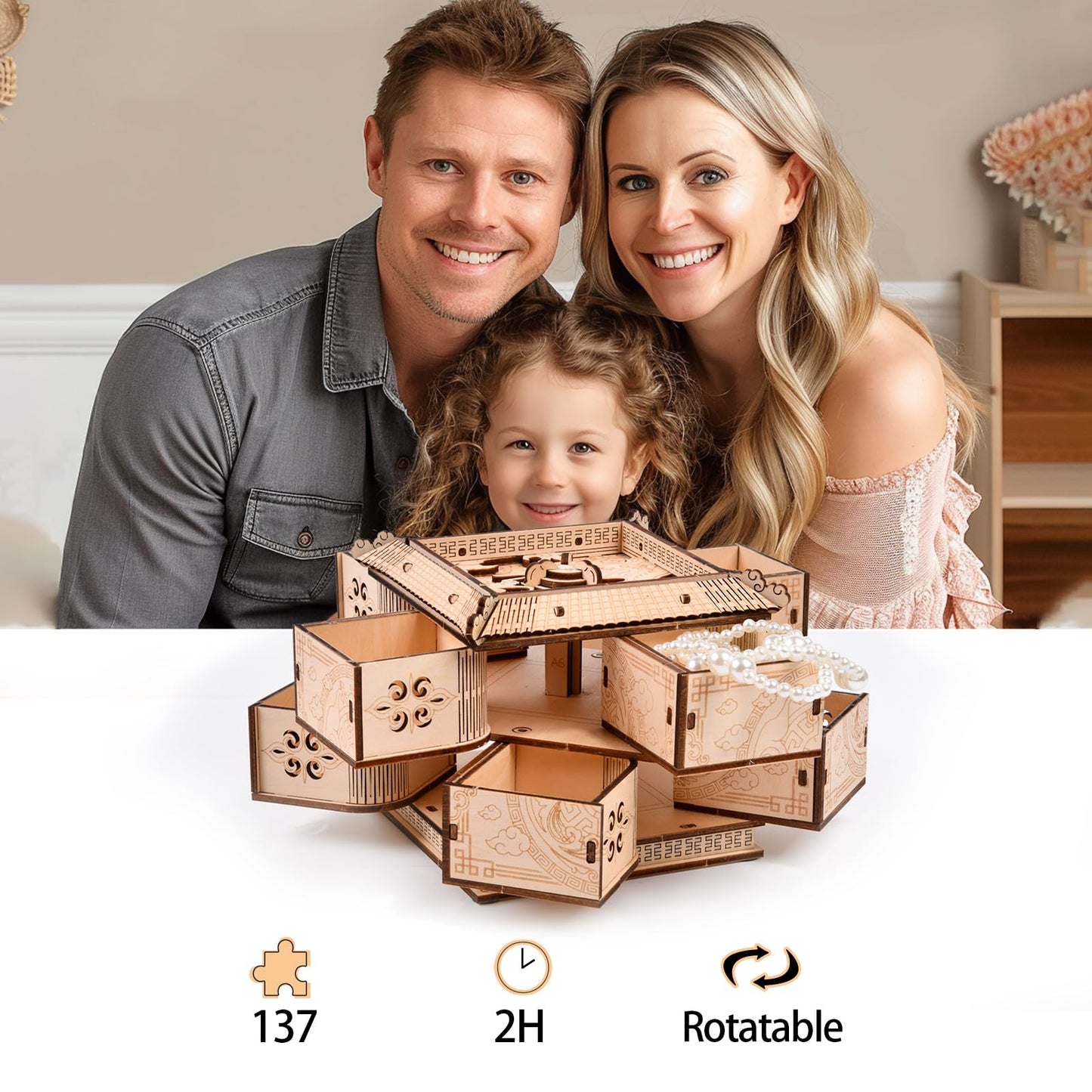 3D Wooden Puzzle Mechanical Treasure Box of Dragon, DIY Model Kits and 3D Puzzles for Adults, Unique Wooden Puzzle for Adults, Hobbies Projects Adult Building Sets Gift for Women and Kids
