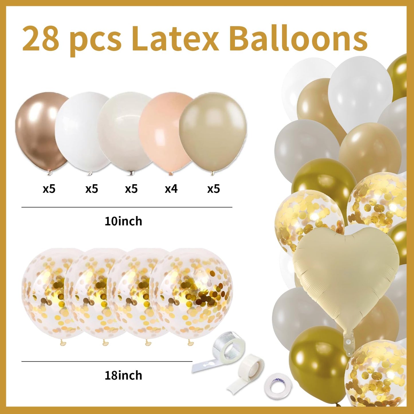 Birthday Decorations for Women Girl with Happy Birthday Sign, Banner Garland Swirls Paper Pompoms,Balloons,Fringe Curtain Suitable decor for 18th 20th 30th 40th 60th Party Supplies(Champagne Gold)